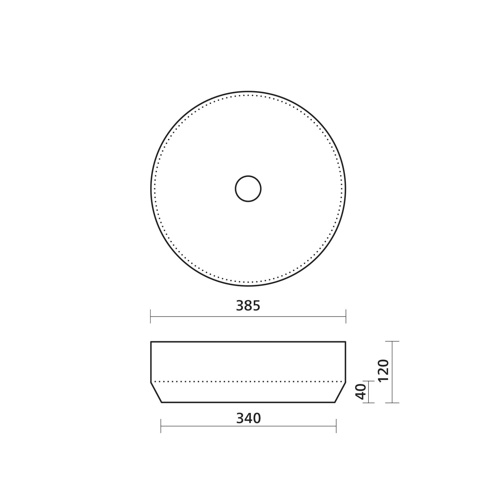 SEIMA AURORA 385 ABOVE COUNTER BASIN SILK MATTE BLACK 385MM