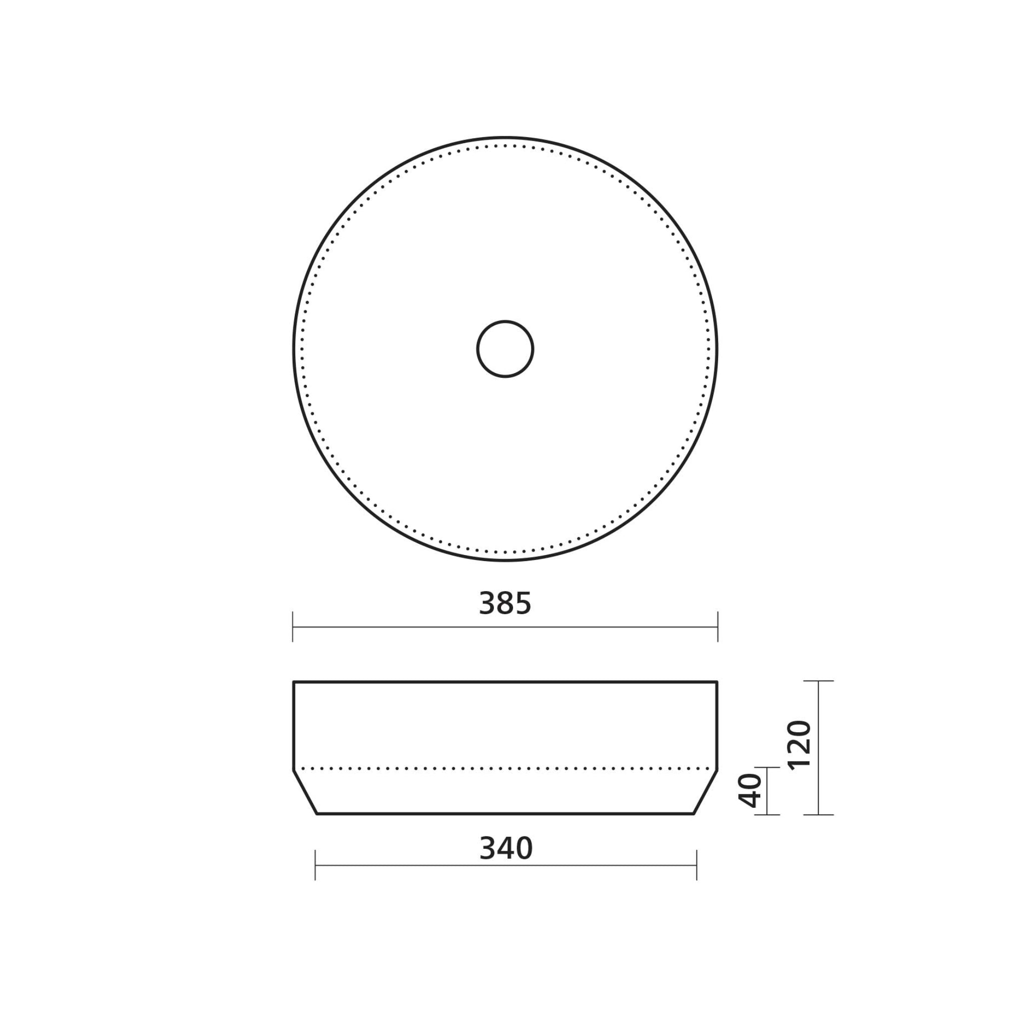 SEIMA AURORA 385 ABOVE COUNTER BASIN GLOSS WHITE 385MM