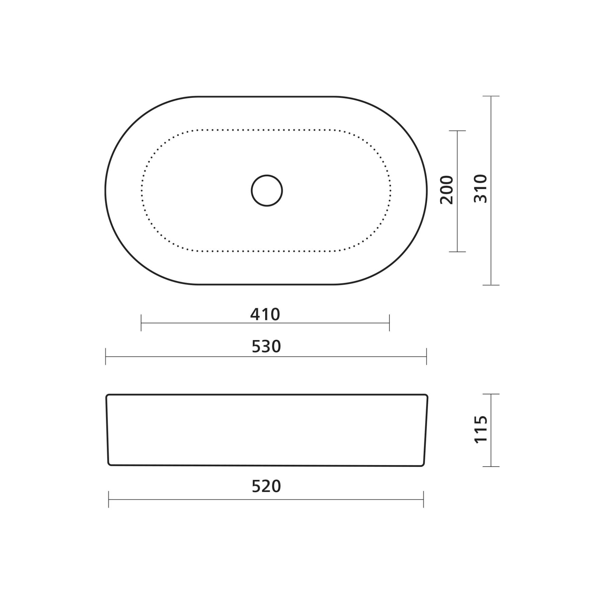 SEIMA AURORA 530 ABOVE COUNTER BASIN GLOSS WHITE 530MM