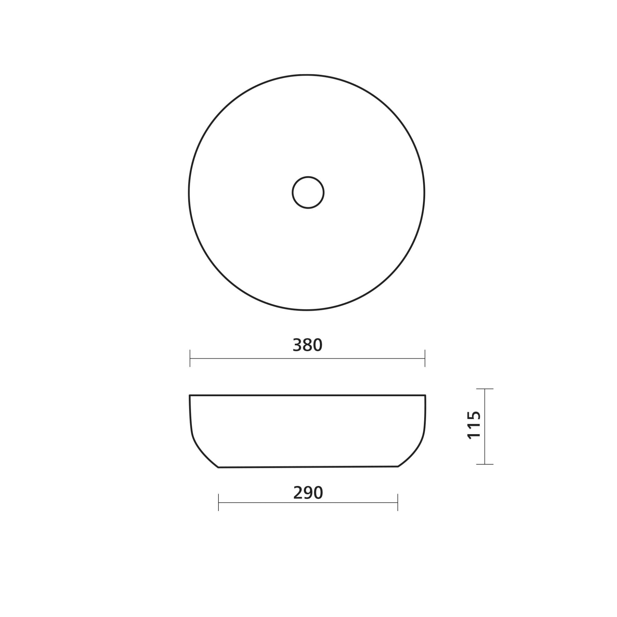 SEIMA AURORA 380 ABOVE COUNTER BASIN SILK MATTE WHITE 380MM