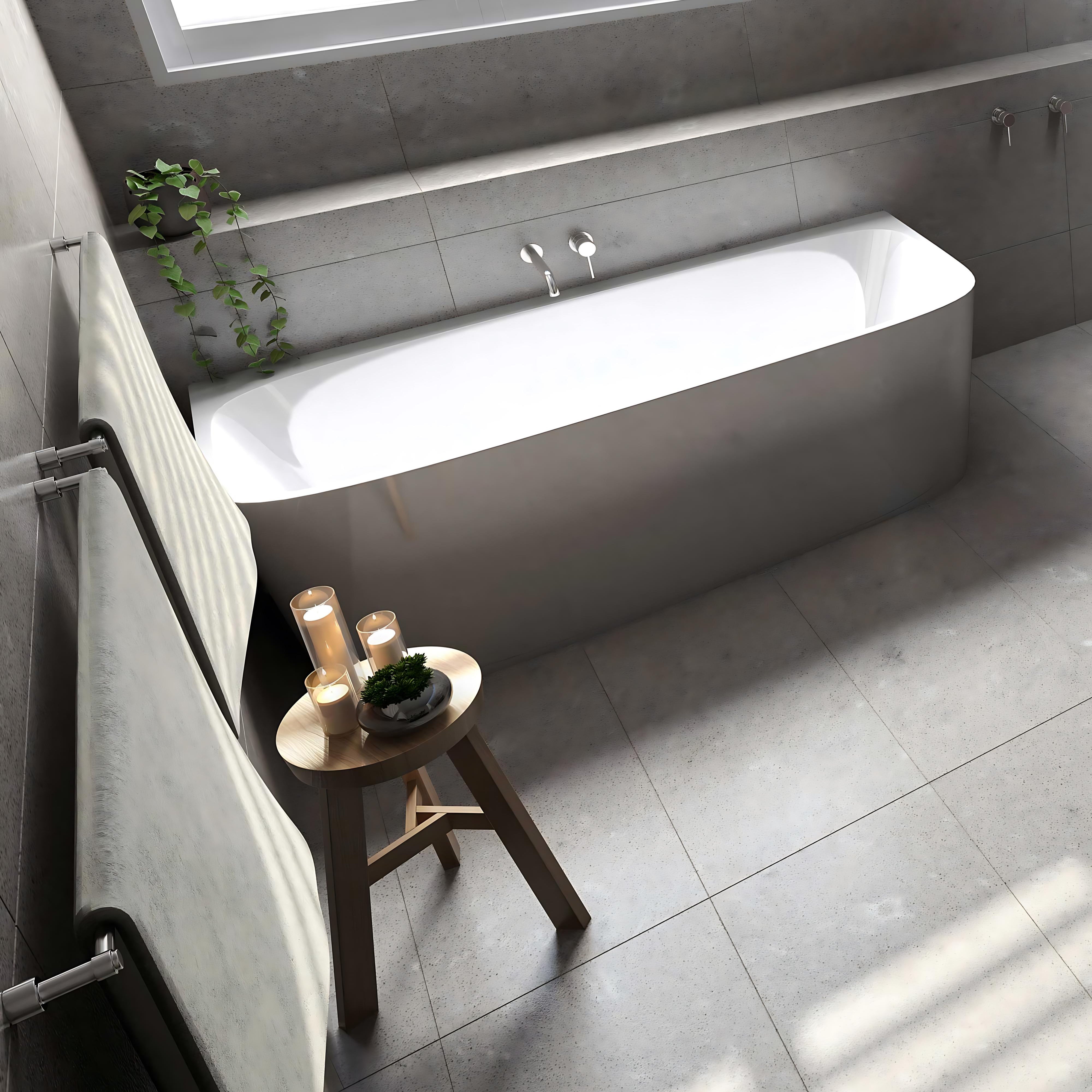 SEIMA PLATI 130 BACK-TO-WALL BATHTUB WITH SMARTFILL SYSTEM GLOSS WHITE (AVAILABLE IN 1500MM AND 1700MM)