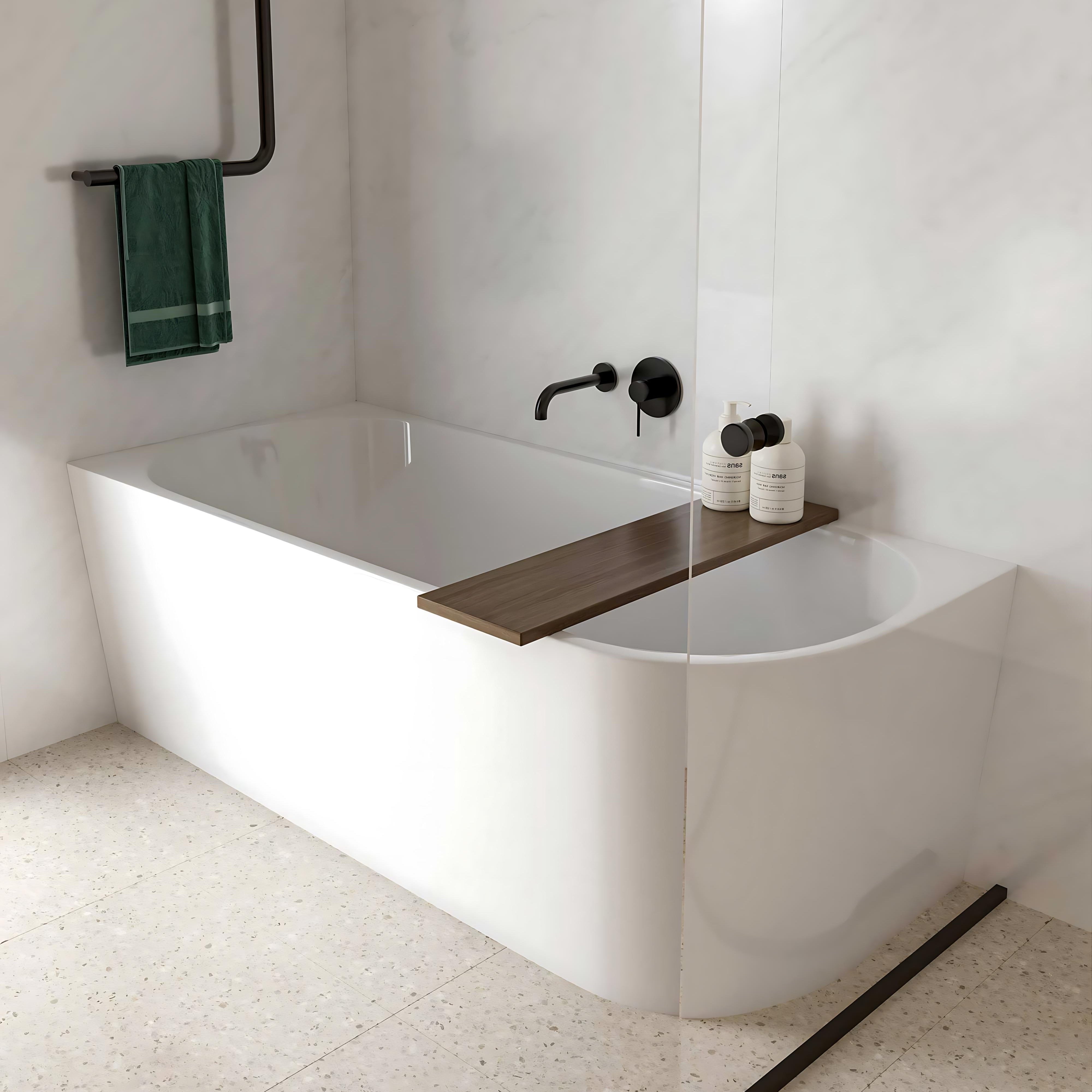 SEIMA PLATI 110 LEFT CORNER BATHTUB WITH SMARTFILL SYSTEM GLOSS WHITE 1500MM