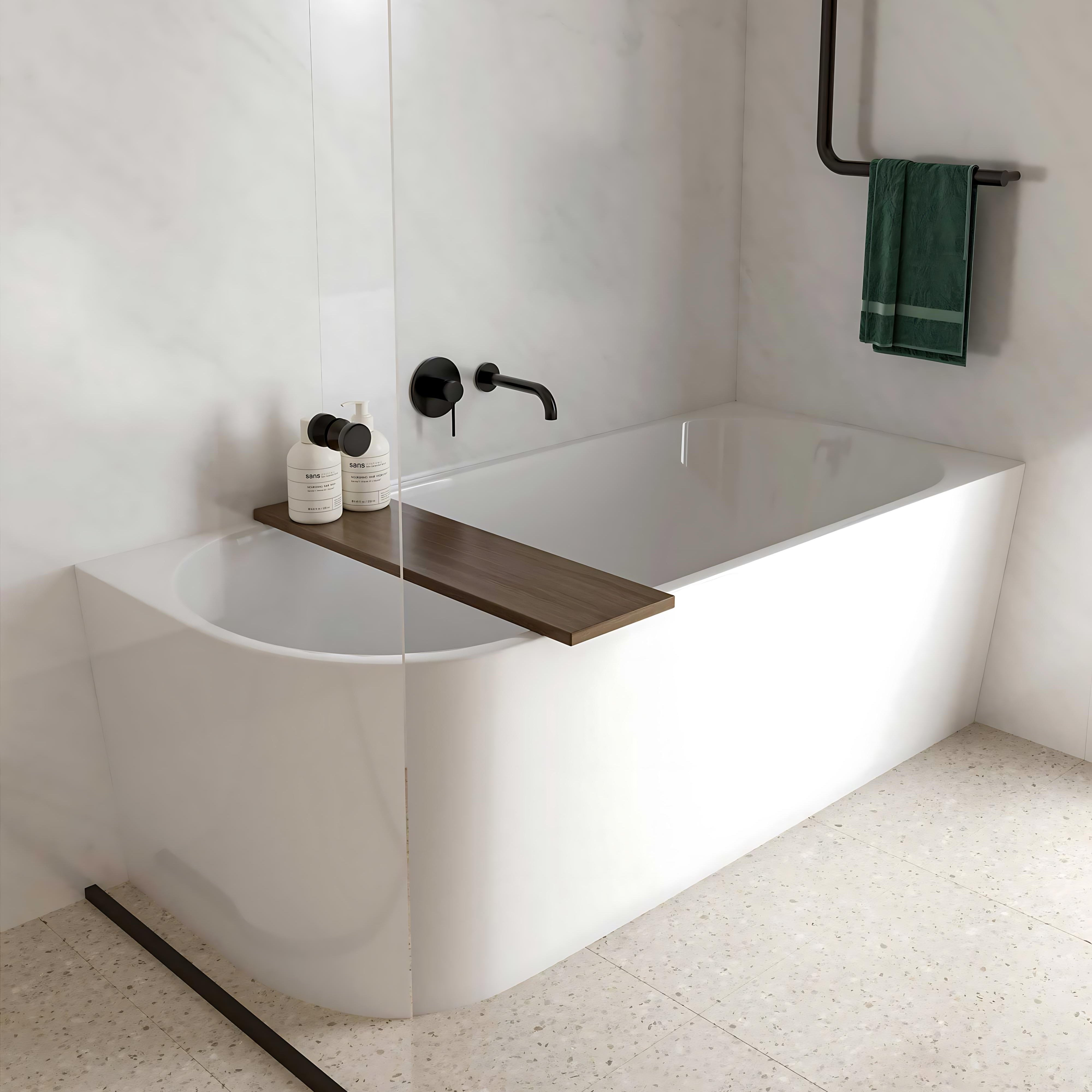 SEIMA PLATI 110 RIGHT CORNER BATHTUB WITH SMARTFILL SYSTEM GLOSS WHITE 1500MM