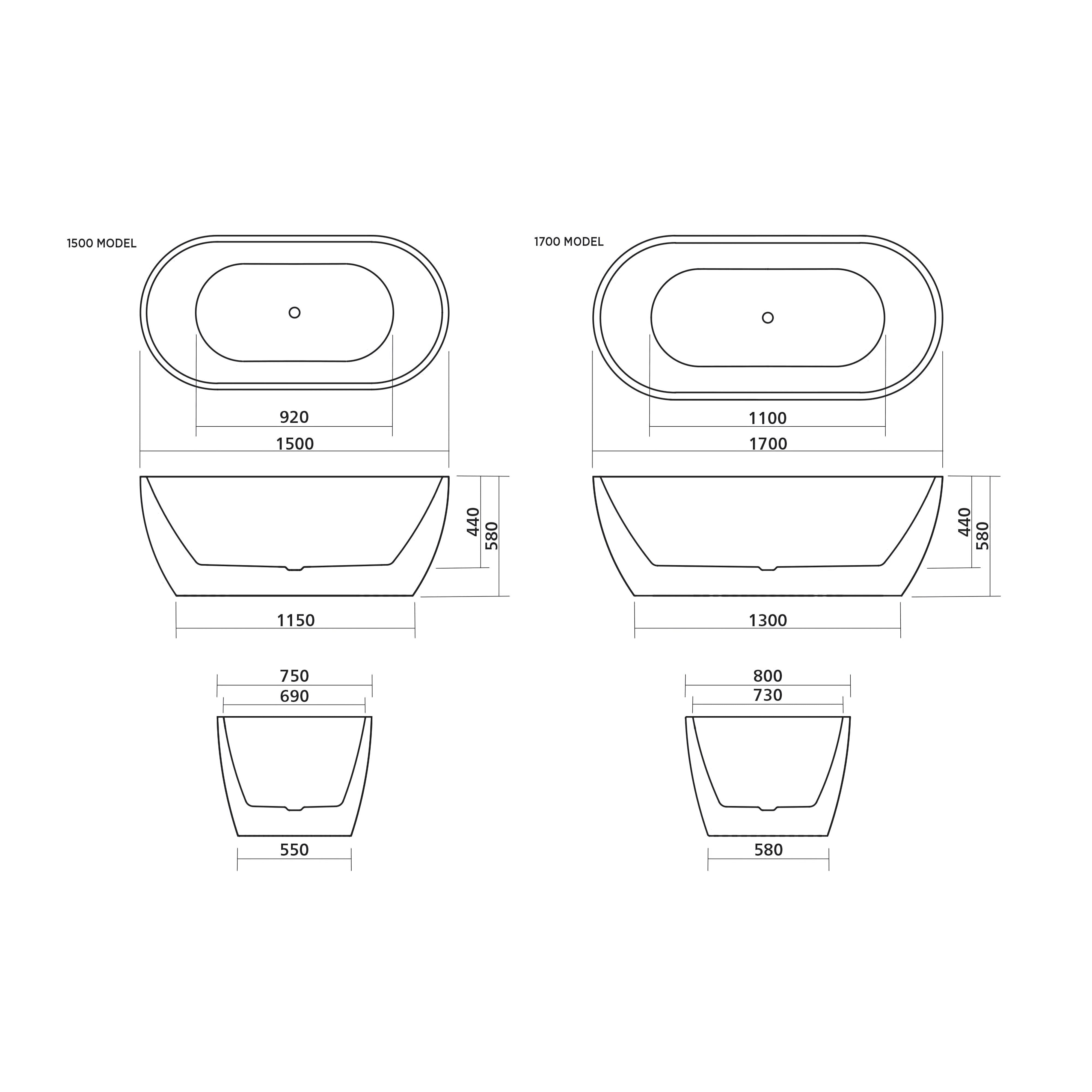 SEIMA ARKO 120 FREESTANDING BATHTUB GLOSS WHITE (AVAILABLE IN 1500MM AND 1700MM)