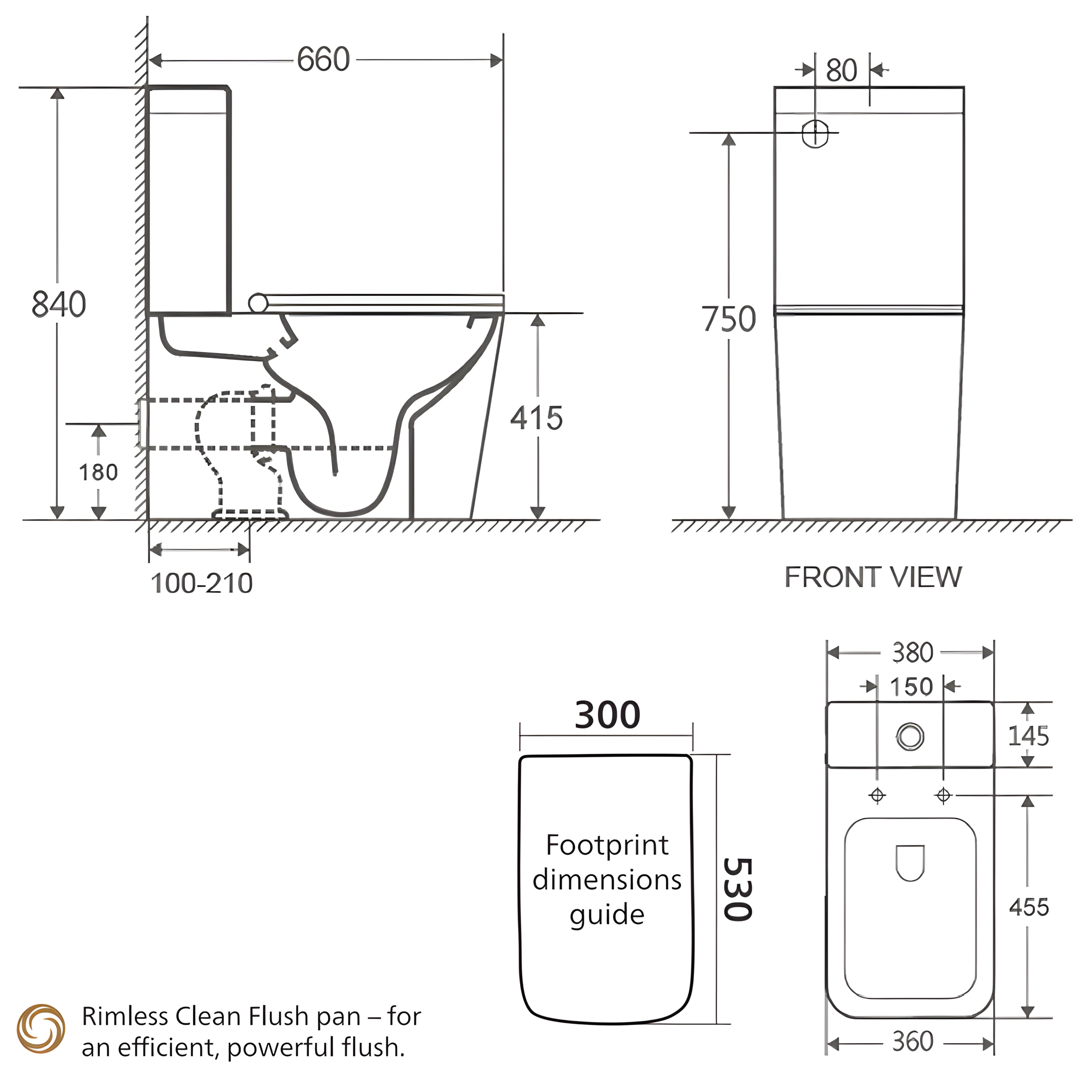 SEIMA PLATI RIMLESS CLOSE COUPLED TOILET SUITE GLOSS WHITE