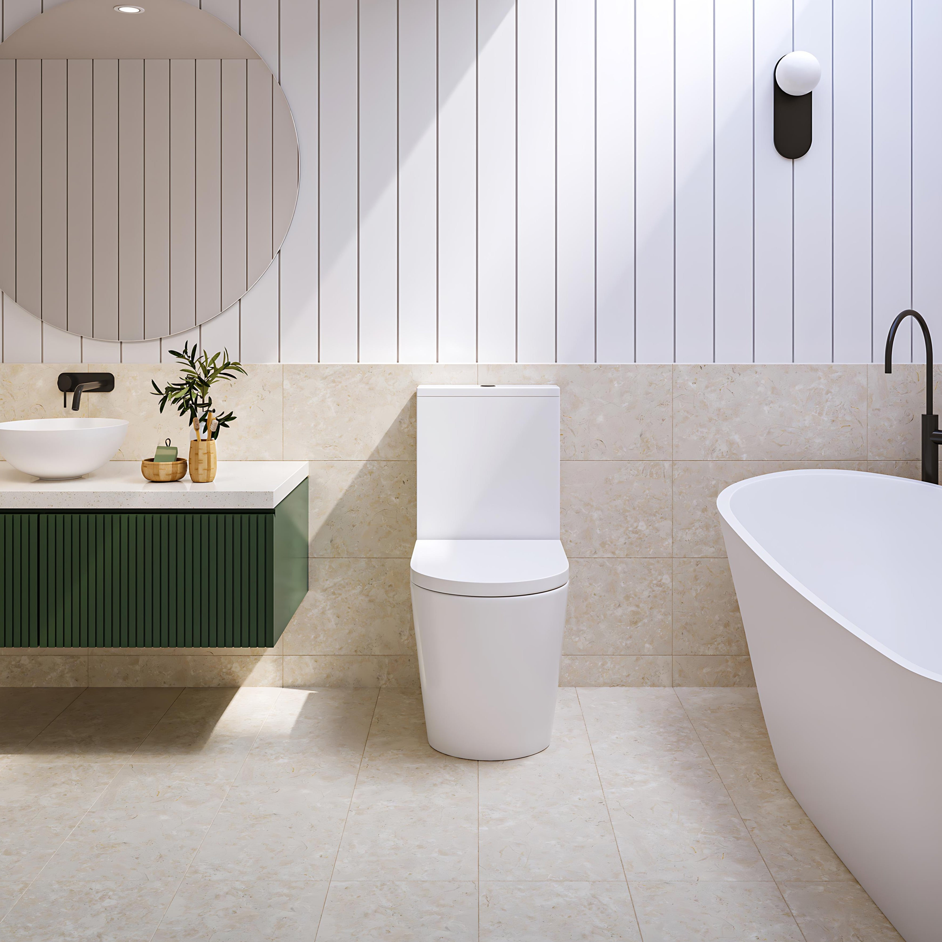 SEIMA ARKO RIMLESS CLOSE COUPLED TOILET SUITE MATTE WHITE