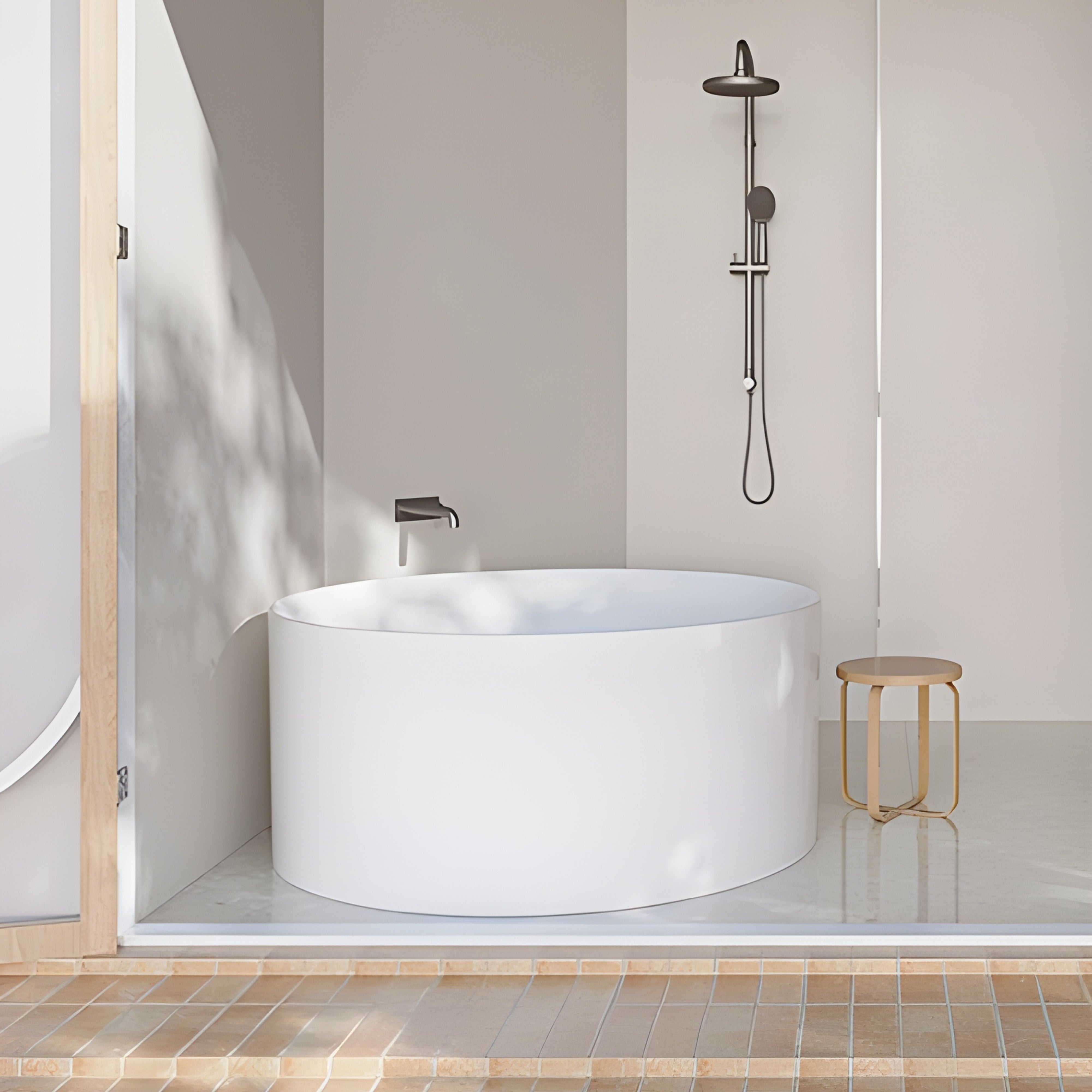 SEIMA ARKO 130 FREESTANDING BATHTUB WITH OVERFLOW GLOSS WHITE 1300MM