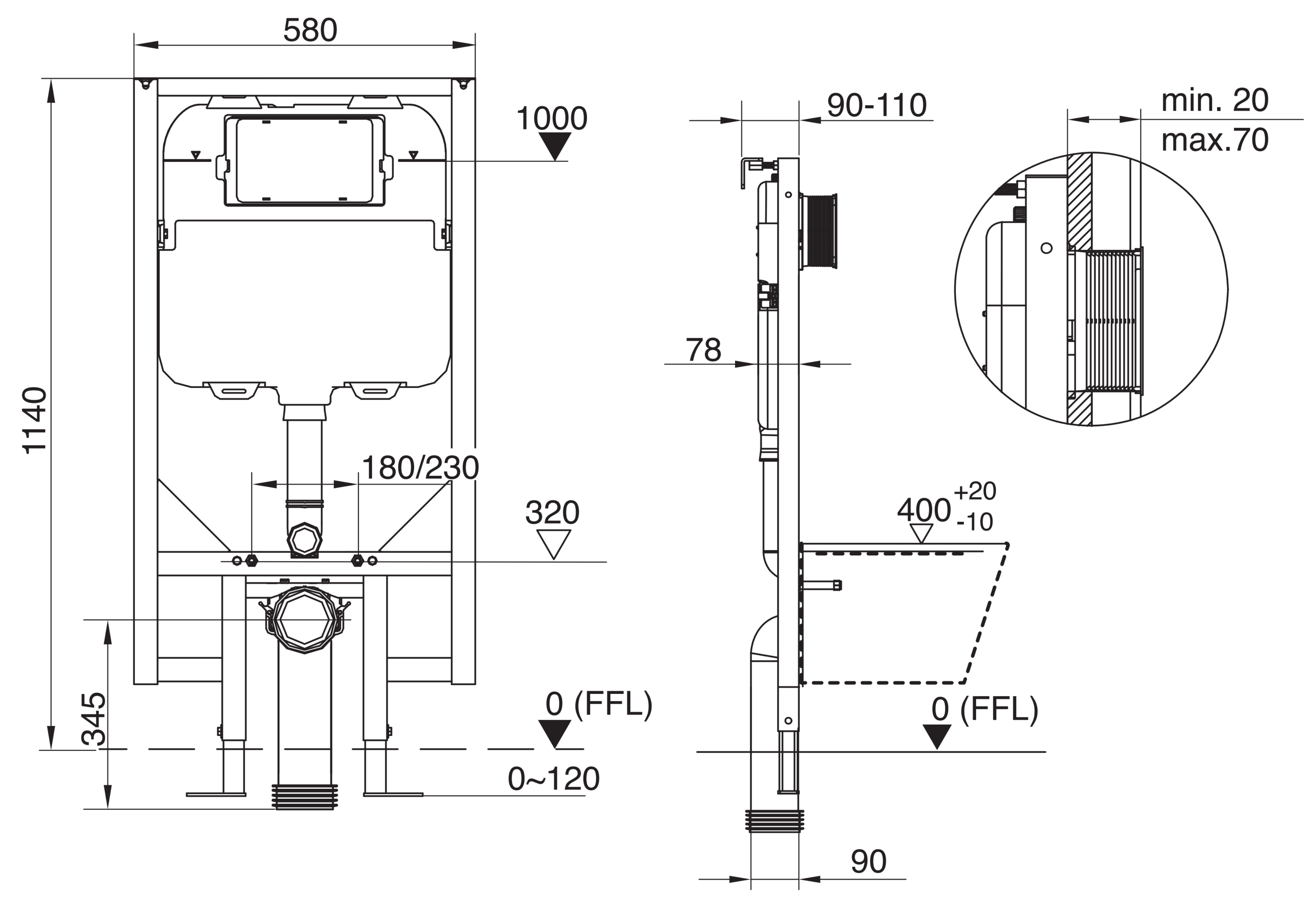 SEIMA PLATI RIMLESS WALL HUNG TOILET SUITE GLOSS WHITE