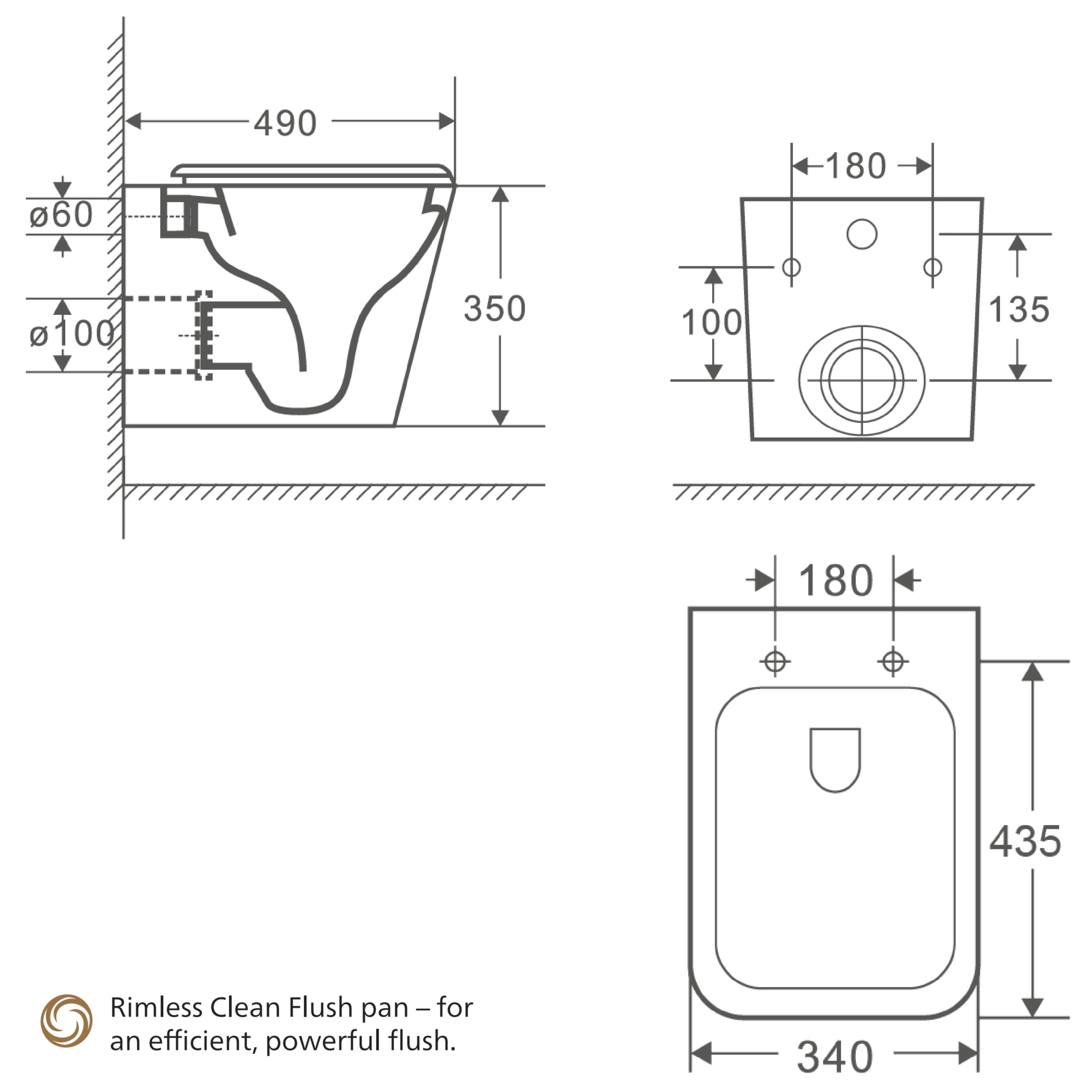 SEIMA PLATI RIMLESS WALL HUNG TOILET SUITE GLOSS WHITE