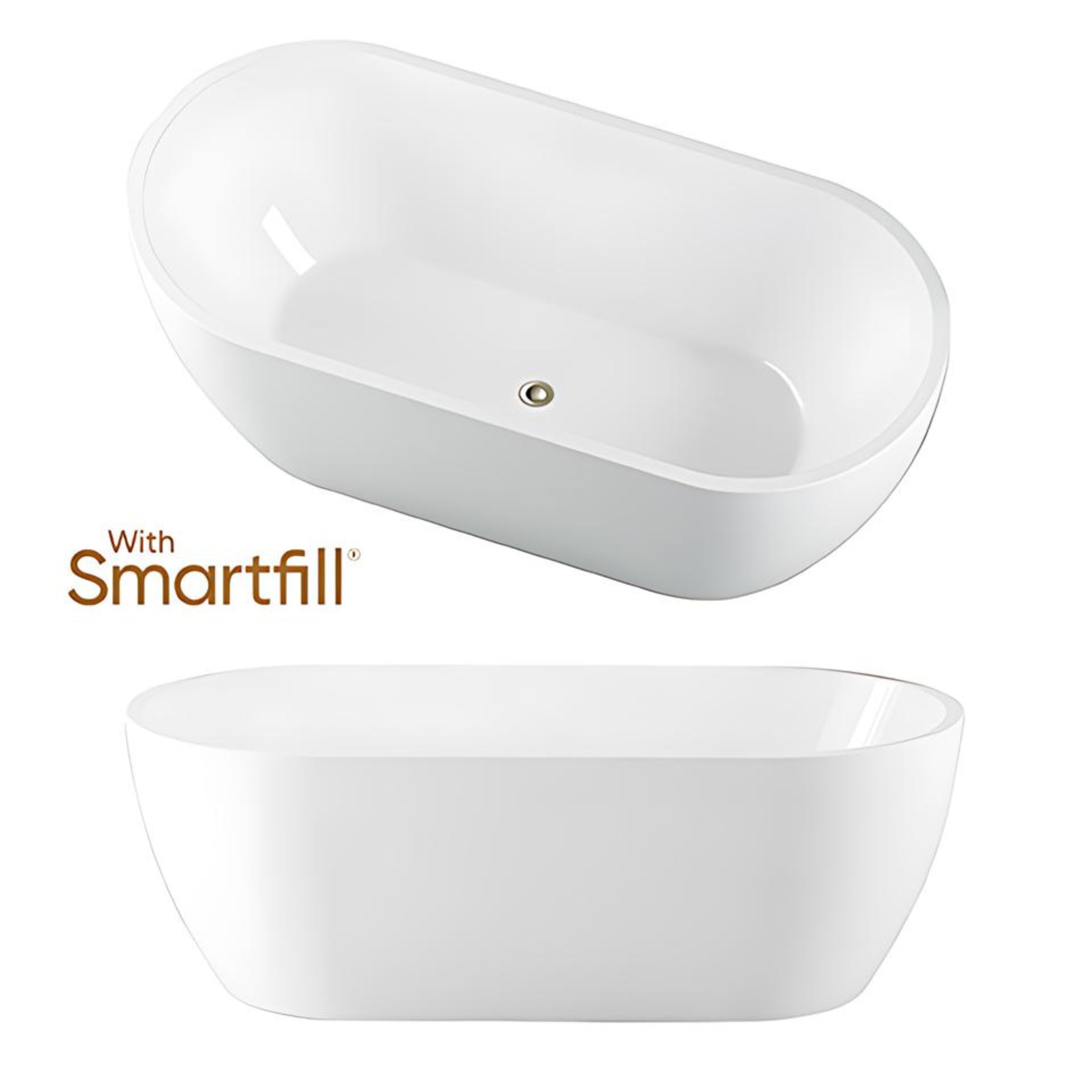 SEIMA ARKO 120 FREESTANDING BATHTUB WITH SMARTFILL SYSTEM GLOSS WHITE (AVAILABLE IN 1500MM AND 1700MM)