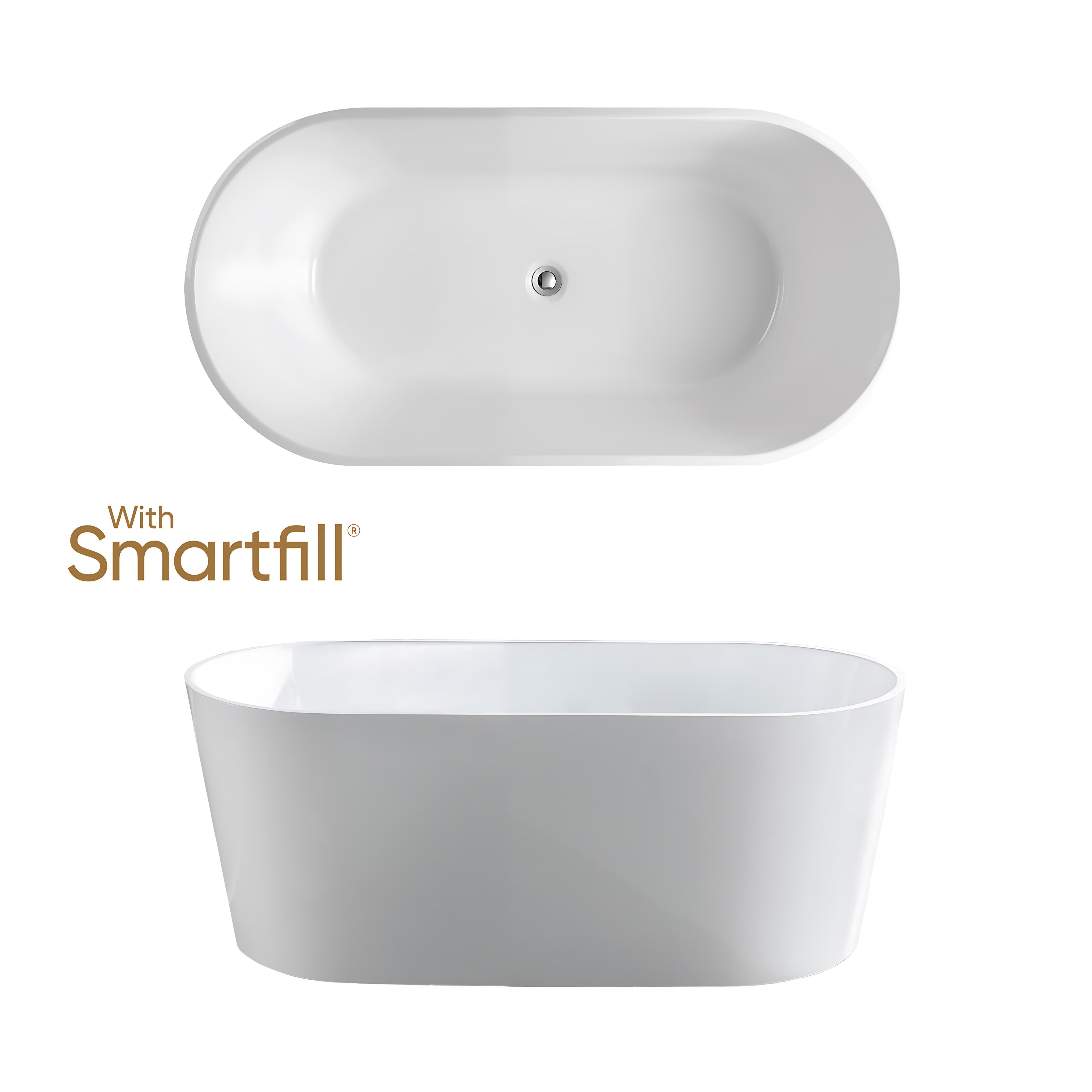 SEIMA LIMNI 101 FREESTANDING BATHTUB WITH SMARTFILL SYSTEM GLOSS WHITE (AVAILABLE IN 1500MM AND 1700MM)