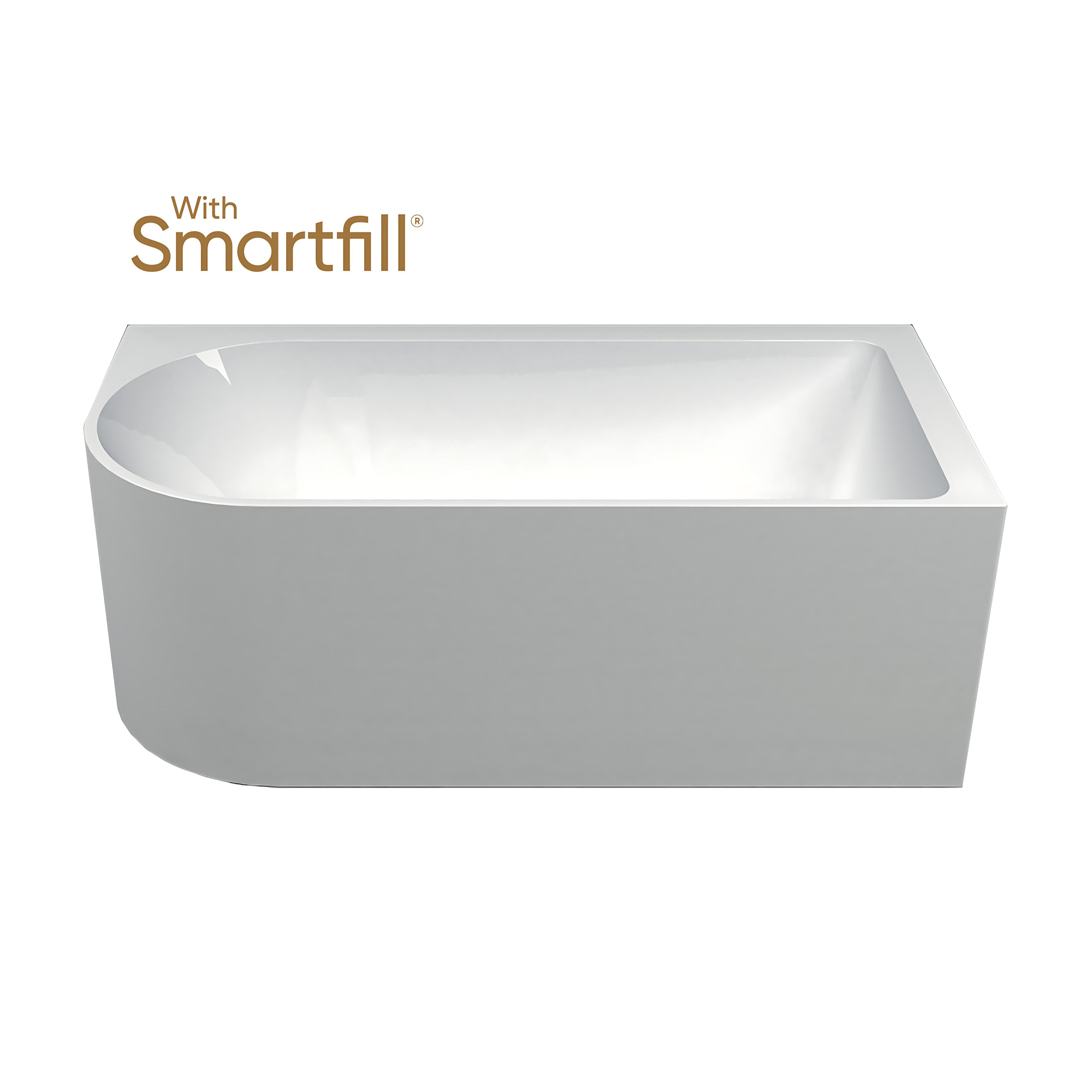 SEIMA PLATI 110 RIGHT CORNER BATHTUB WITH SMARTFILL SYSTEM GLOSS WHITE 1500MM