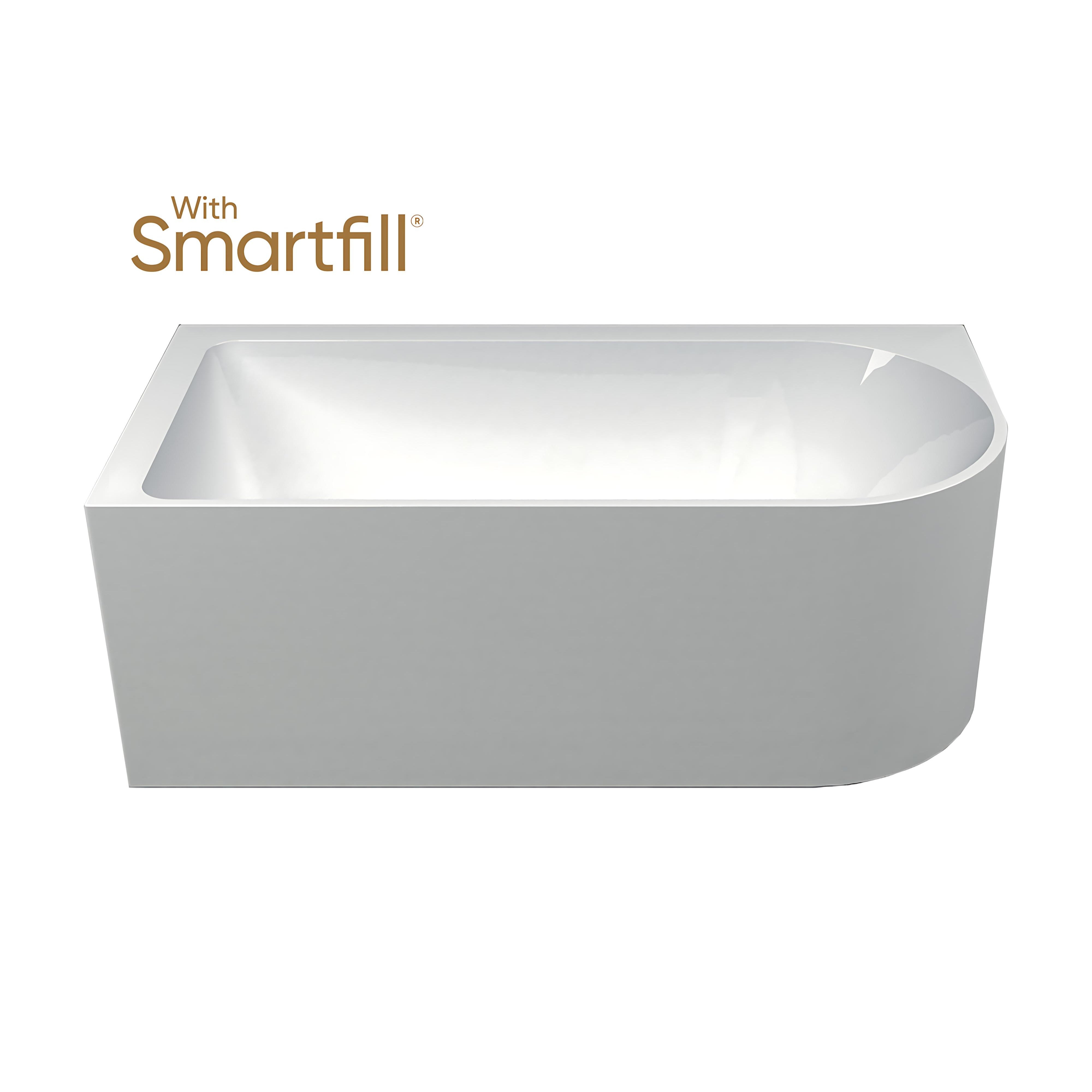 SEIMA PLATI 110 LEFT CORNER BATHTUB WITH SMARTFILL SYSTEM GLOSS WHITE 1500MM