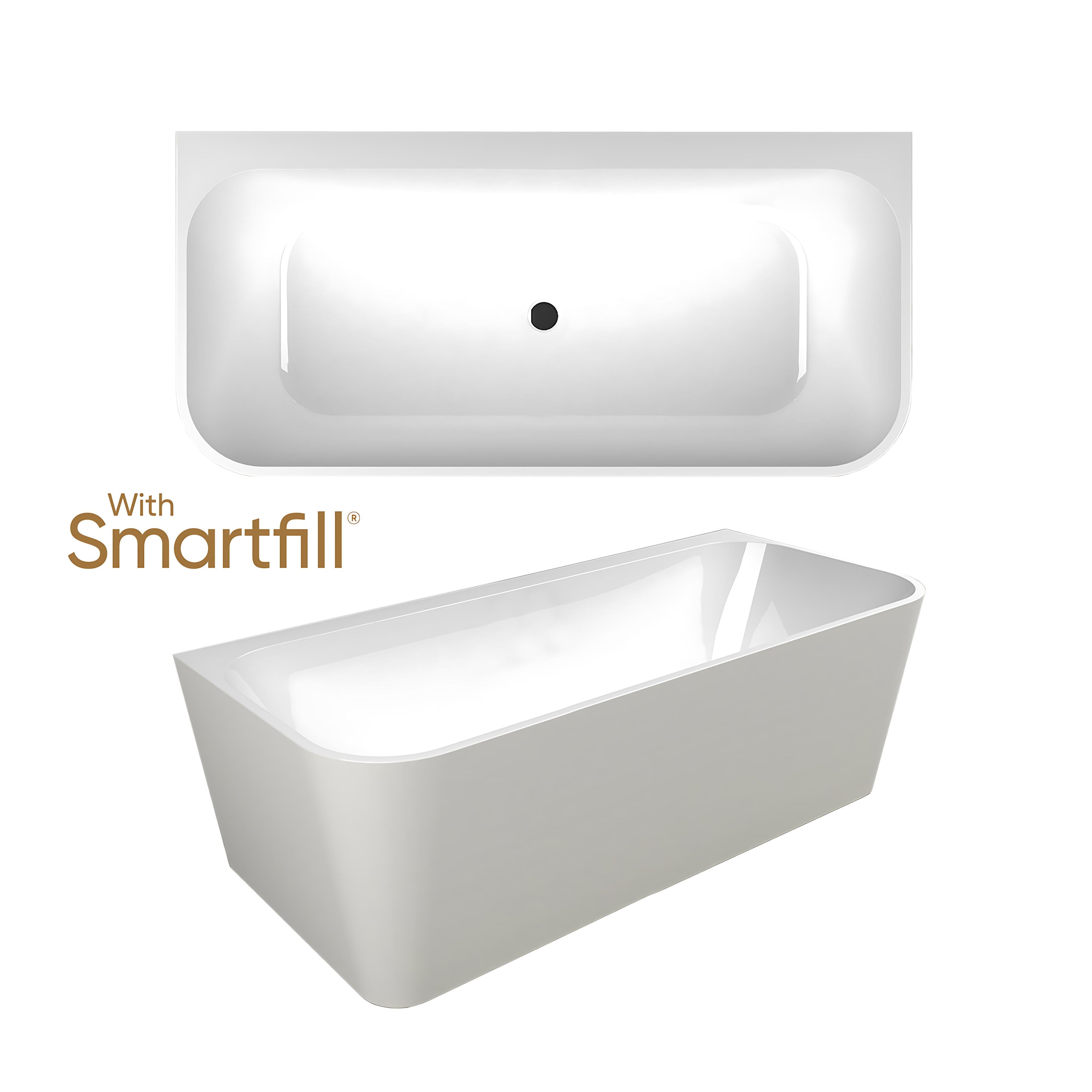 SEIMA PLATI 130 BACK-TO-WALL BATHTUB WITH SMARTFILL SYSTEM GLOSS WHITE (AVAILABLE IN 1500MM AND 1700MM)