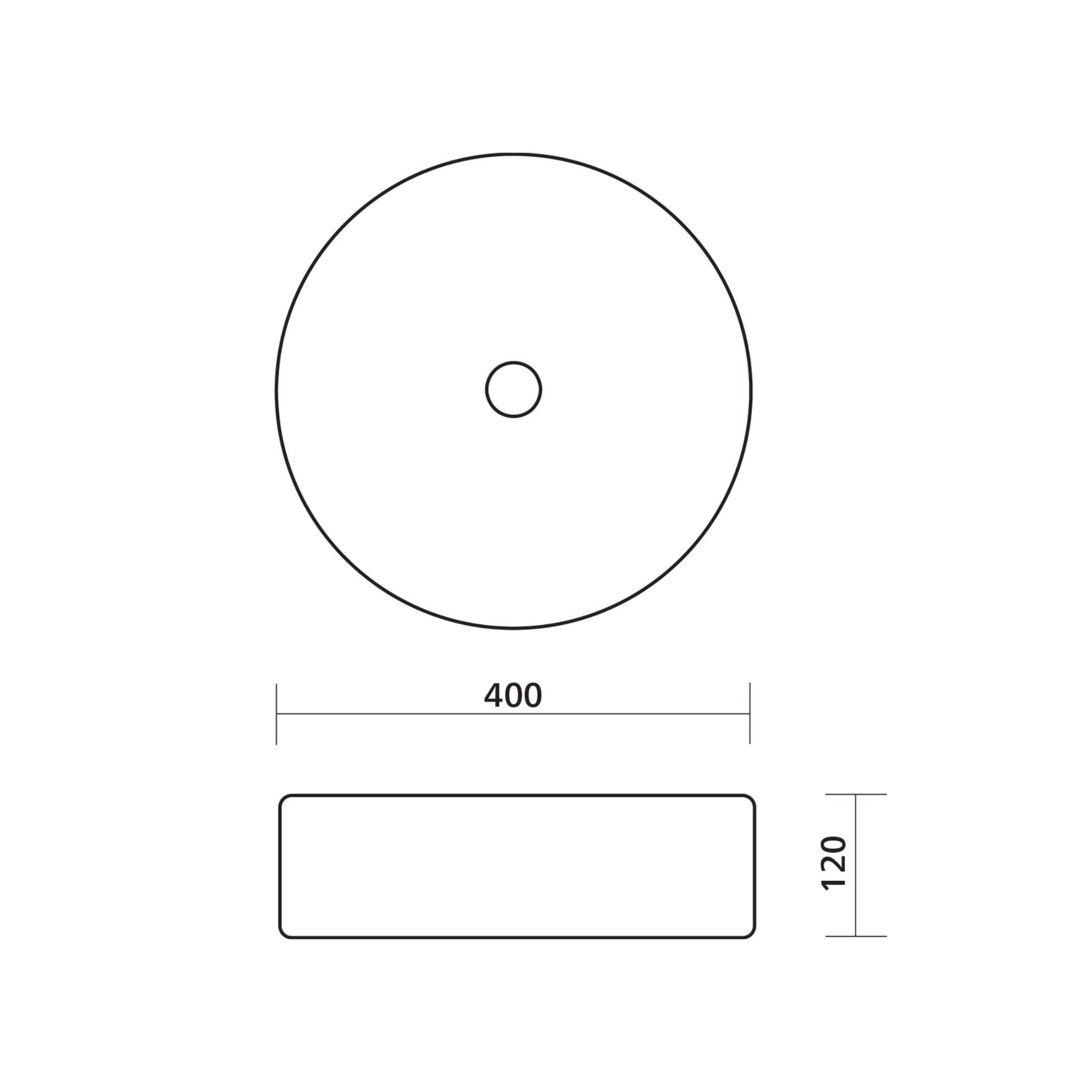 SEIMA CLEO 400 ABOVE COUNTER BASIN GLOSS WHITE 400MM