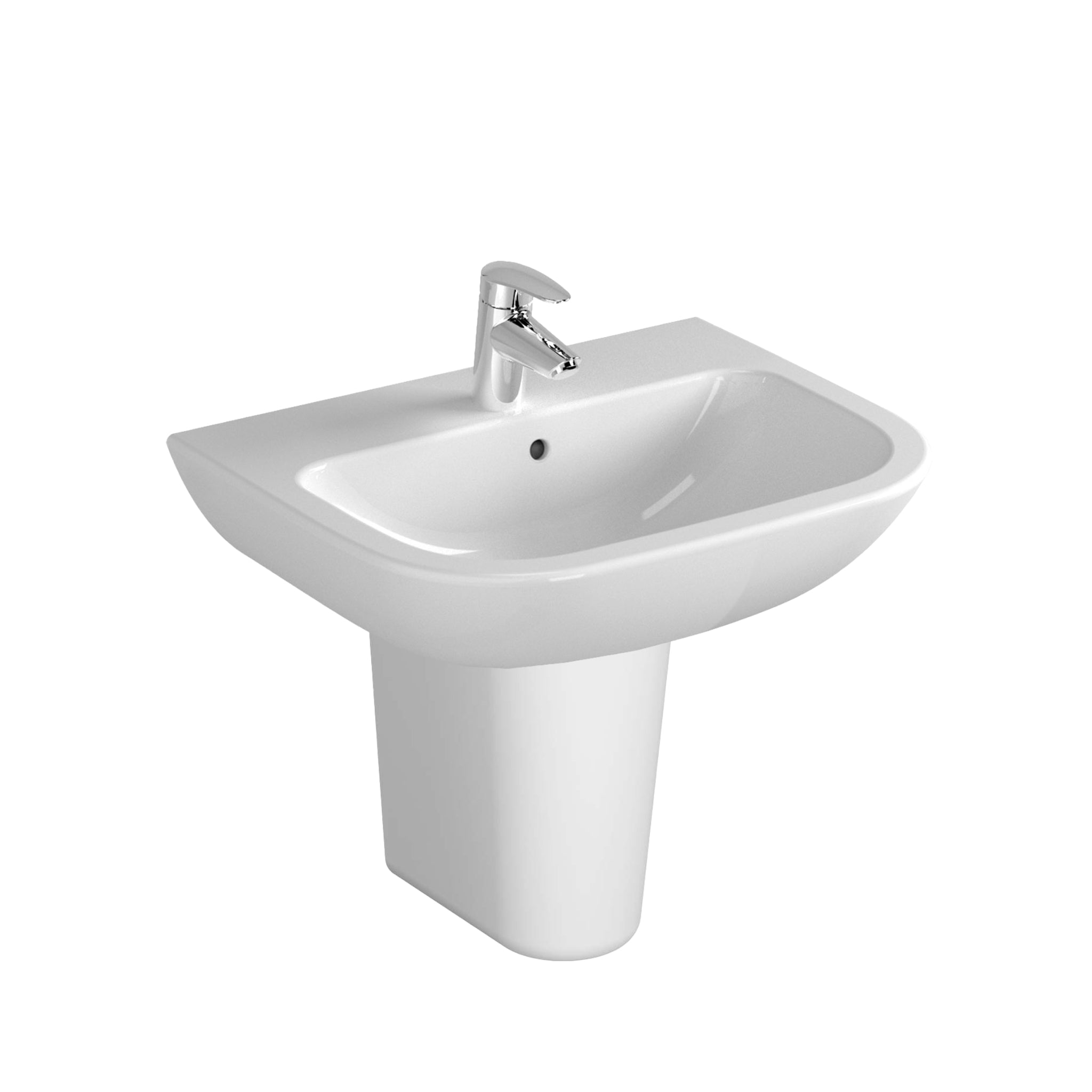 SEIMA CHIOS 550 WALL HUNG BASIN WITH TAPHOLE & OVERFLOW GLOSS WHITE 550MM