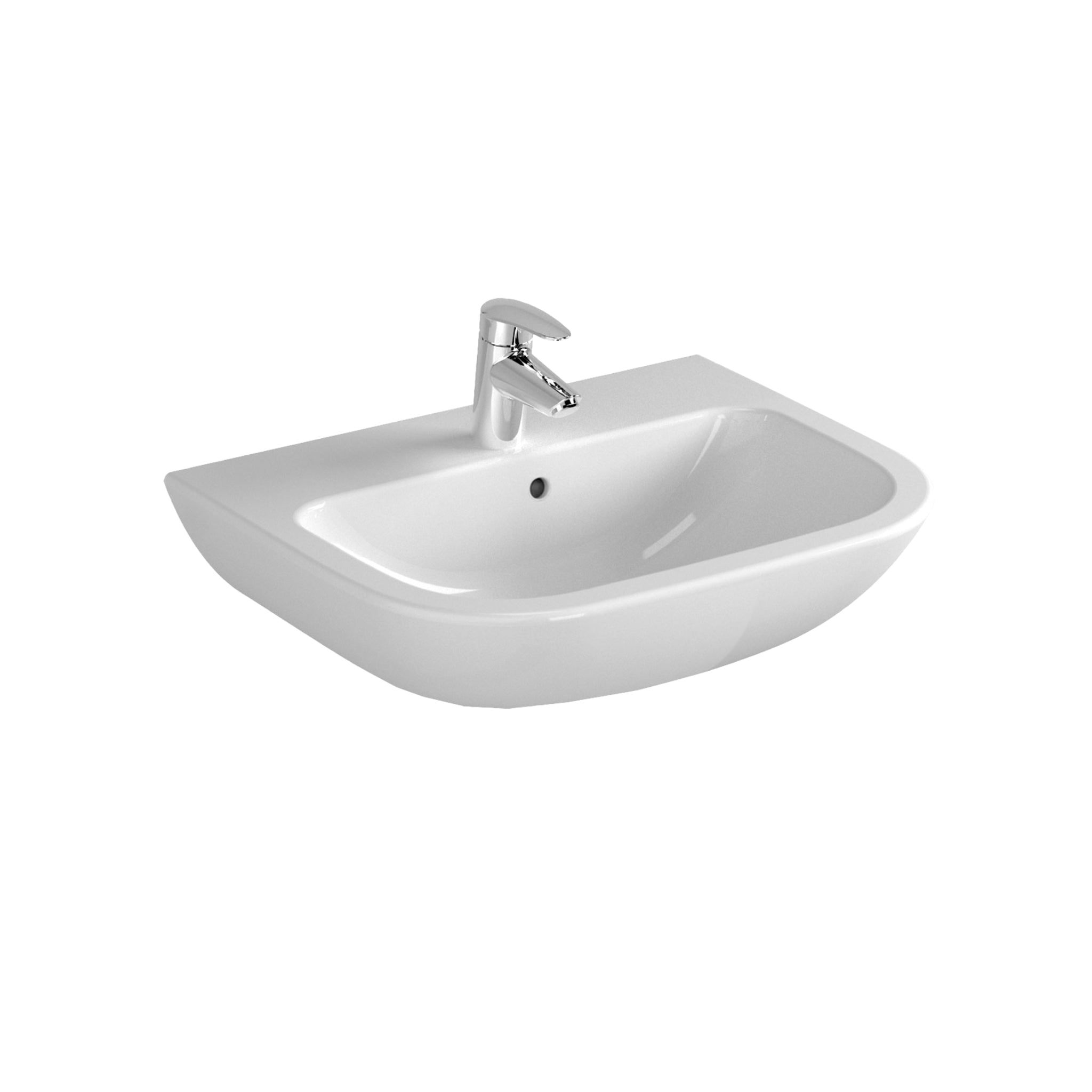 SEIMA CHIOS 550 WALL HUNG BASIN WITH TAPHOLE & OVERFLOW GLOSS WHITE 550MM