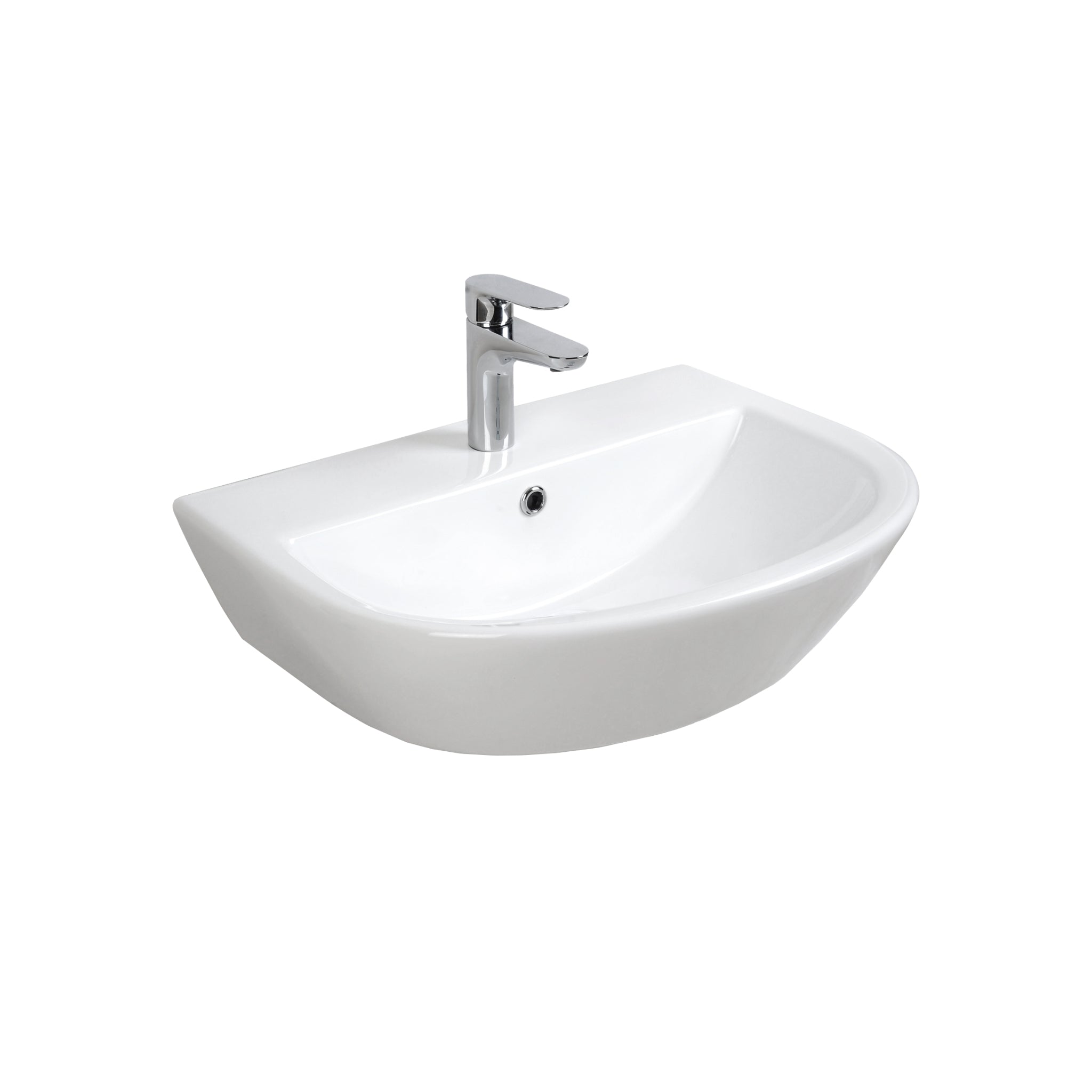 SEIMA CHIOS 600 WALL HUNG BASIN WITH OVERFLOW GLOSS WHITE 600MM