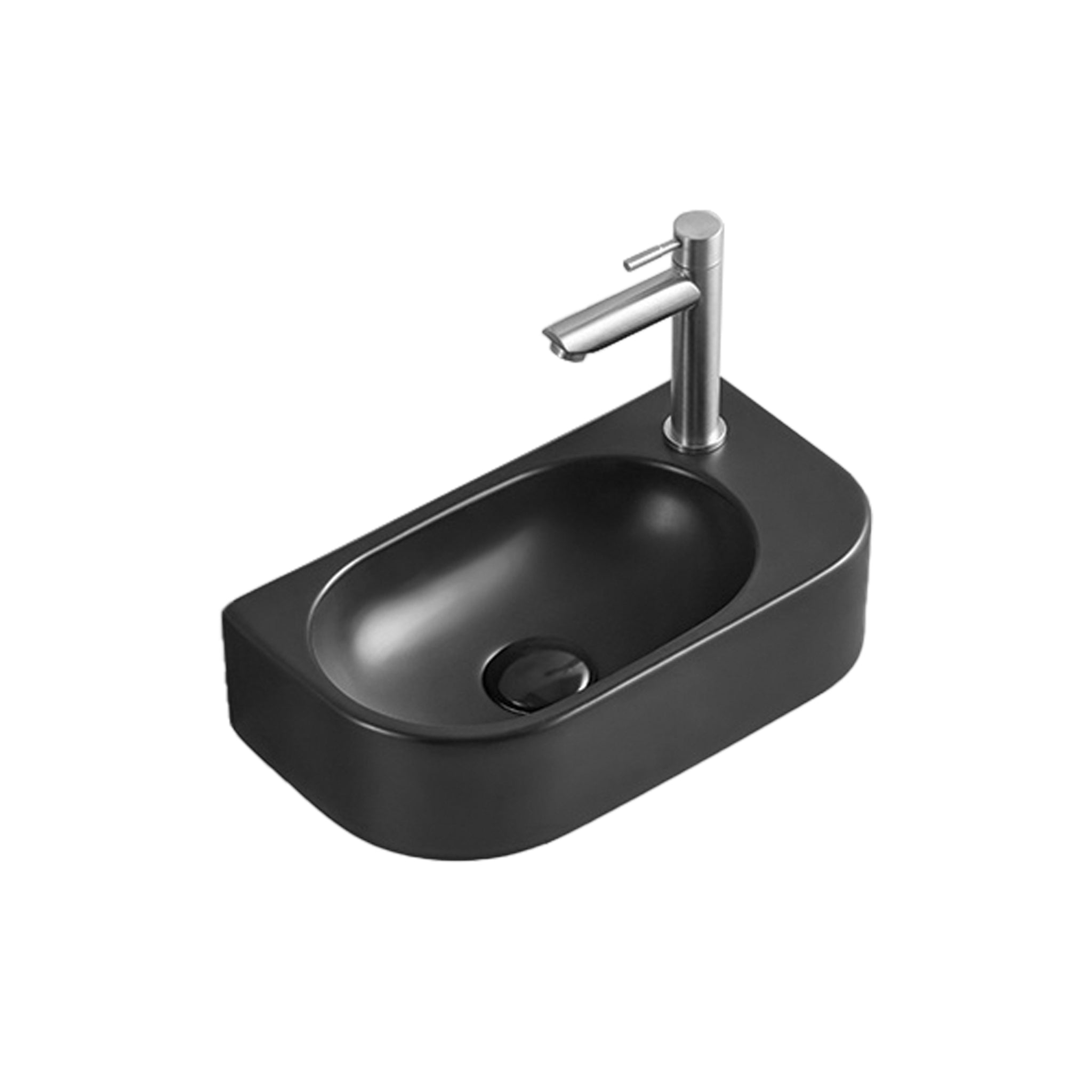 SEIMA ARKO 485 WALL HUNG BASIN WITH TAPHOLE SILK MATTE BLACK 400MM