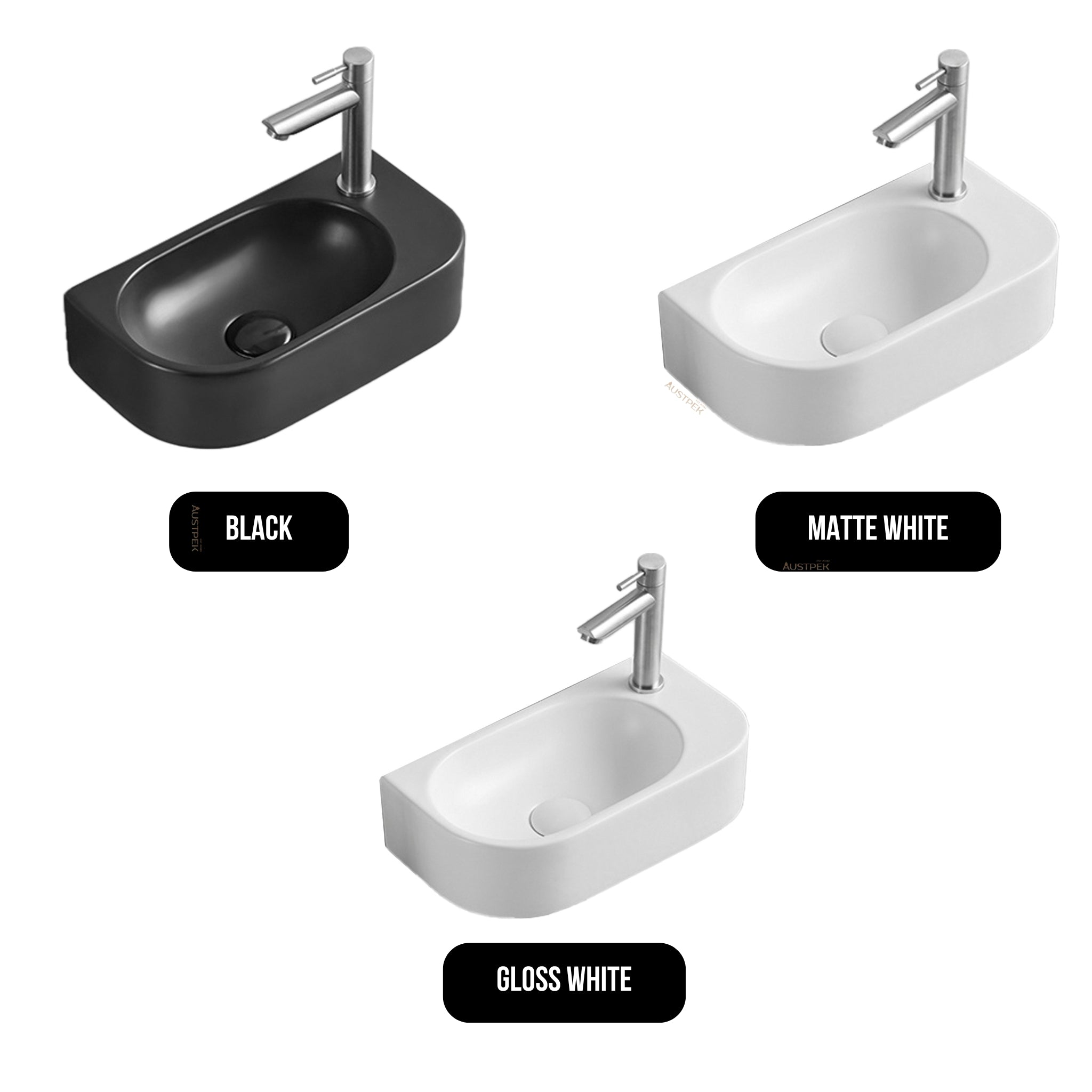 SEIMA ARKO 485 WALL HUNG BASIN WITH TAPHOLE GLOSS WHITE 400MM