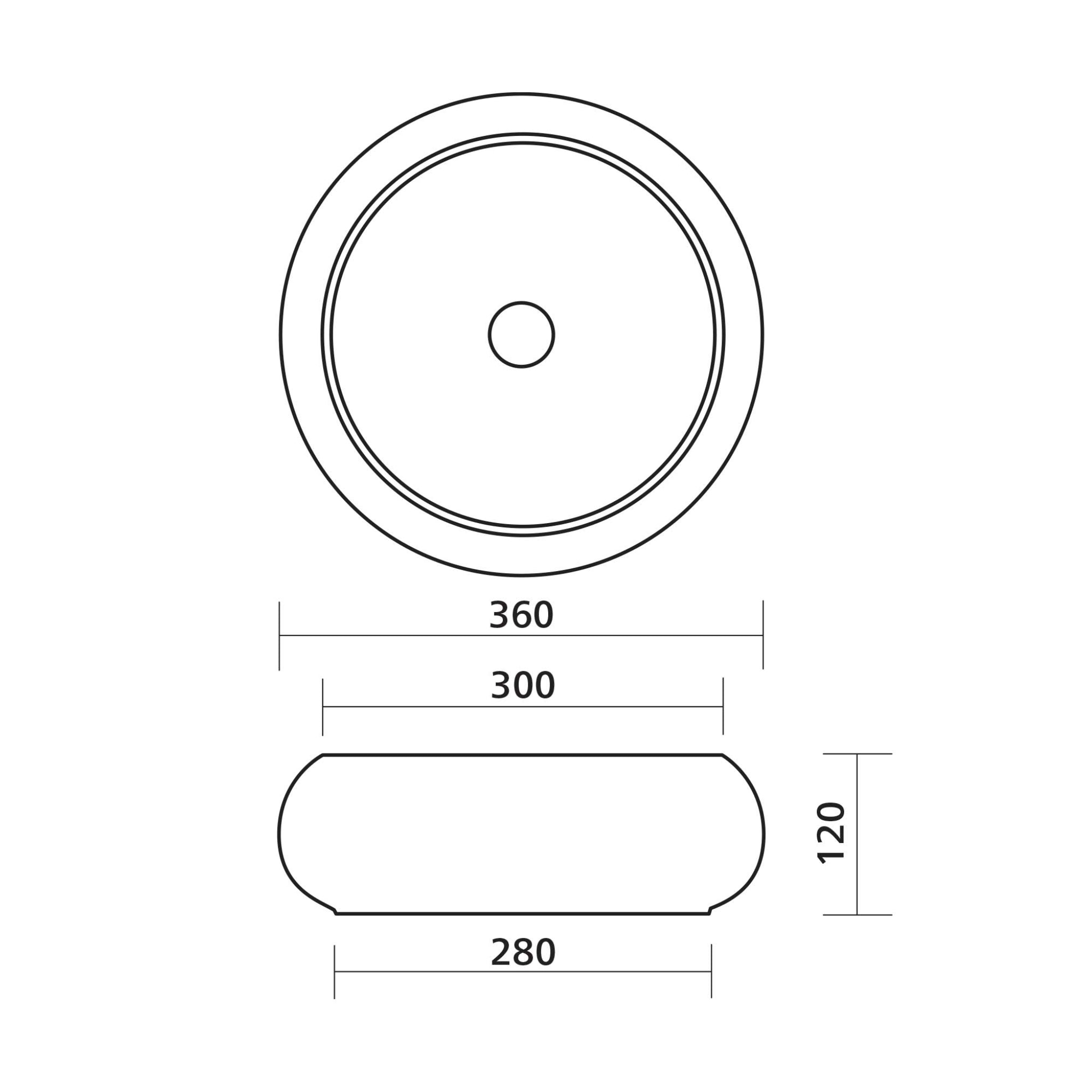 SEIMA ARKO 361 ABOVE COUNTER BASIN GLOSS WHITE 360MM