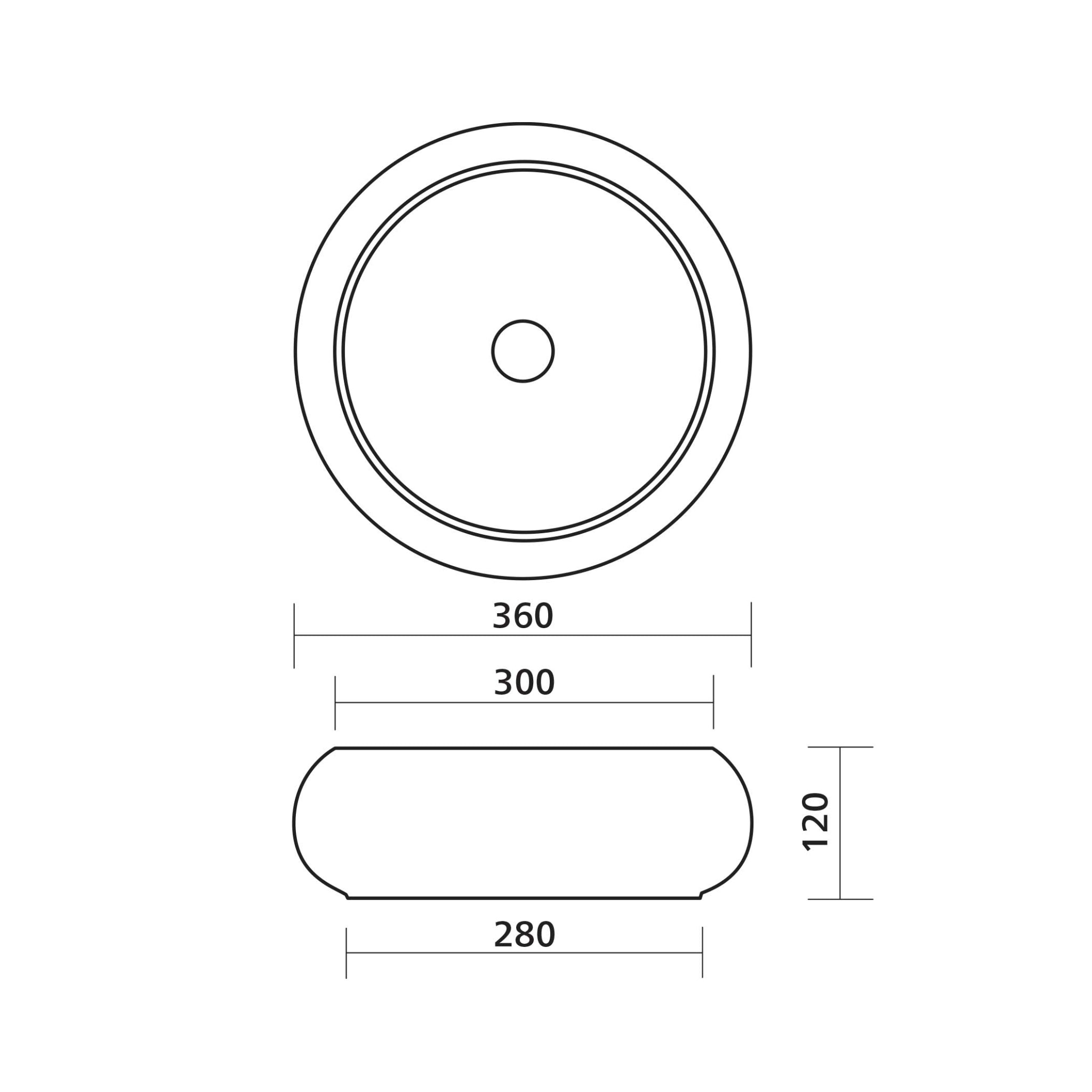 SEIMA ARKO 361 ABOVE COUNTER BASIN SILK MATTE BLACK 360MM