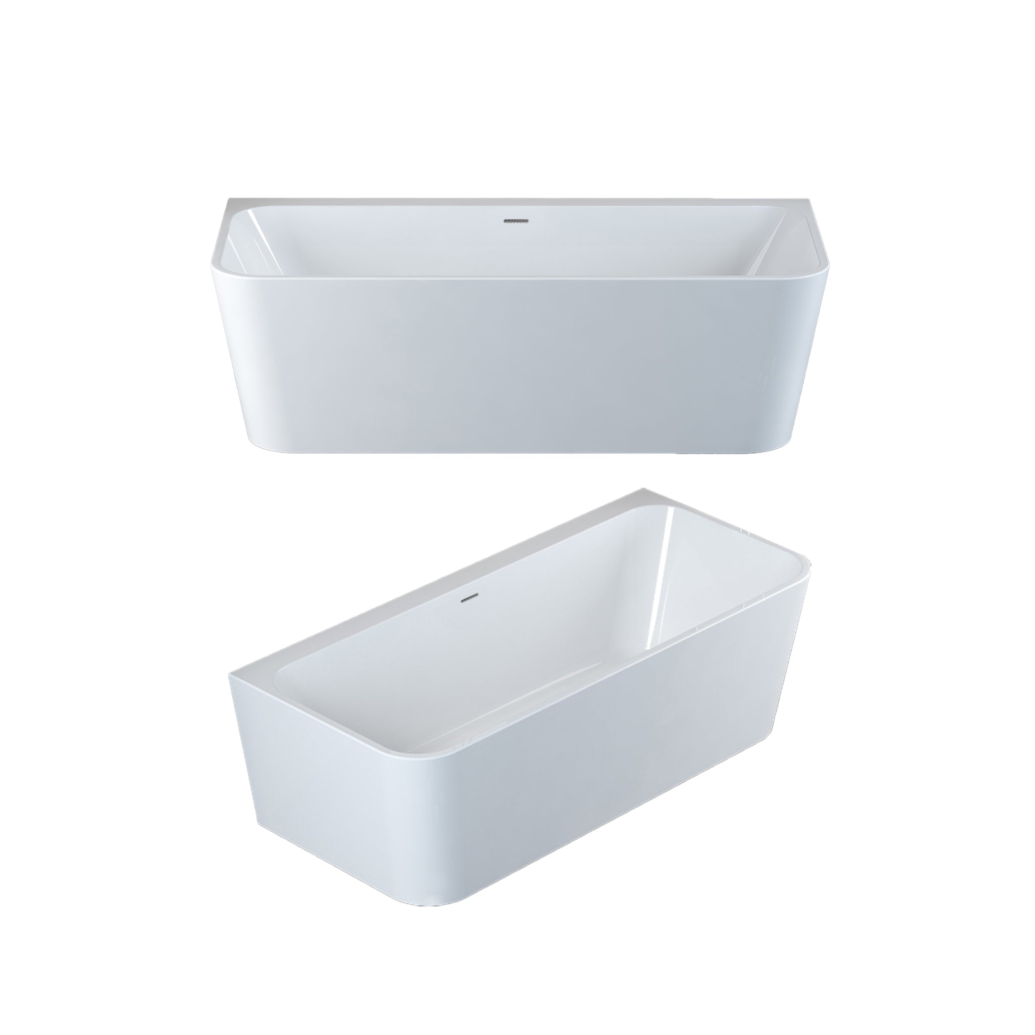 SEIMA PLATI 135 BACK-TO-WALL BATHTUB WITH OVERFLOW GLOSS WHITE (AVAILABLE IN 1400MM, 1500MM AND 1700MM)