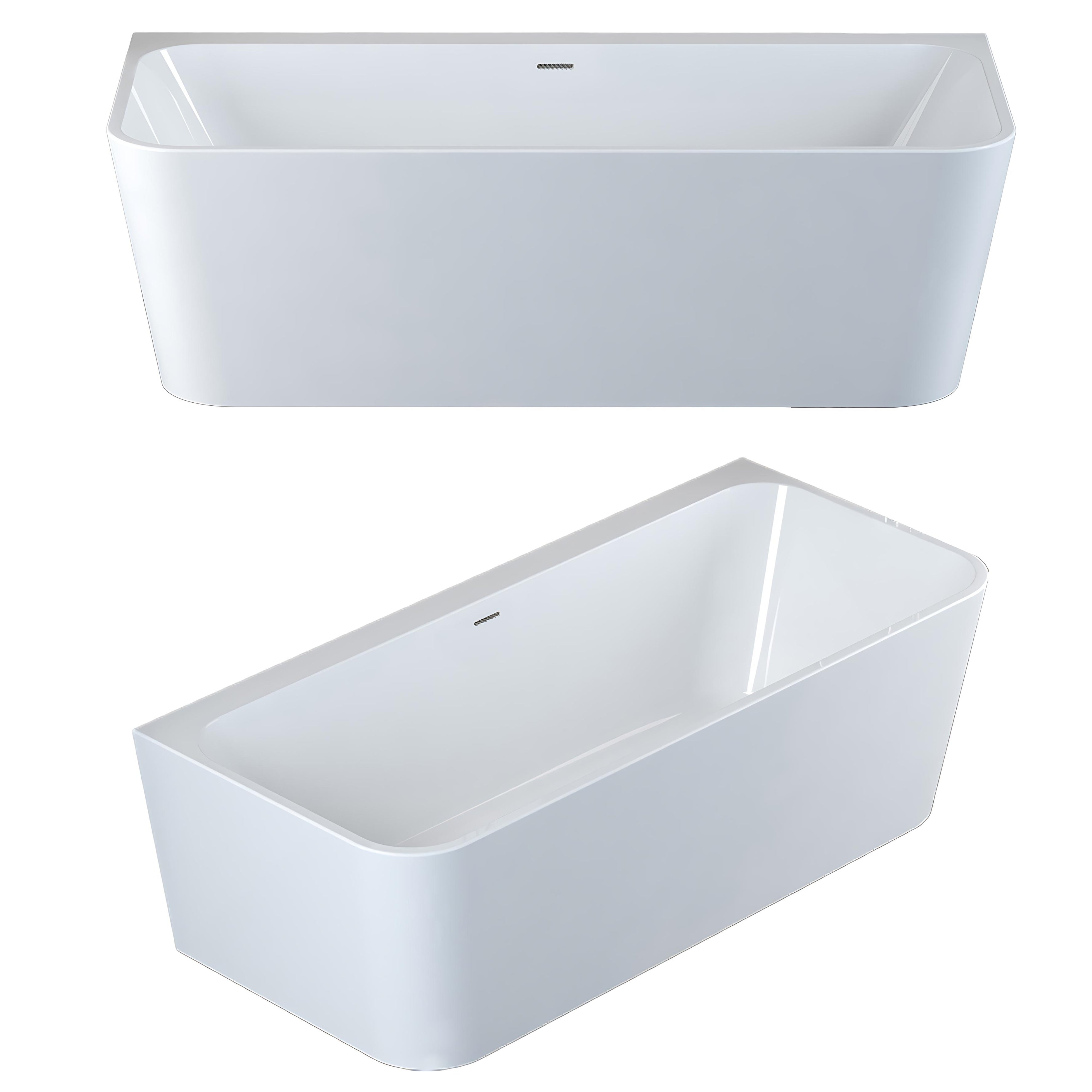 SEIMA PLATI 135 BACK-TO-WALL BATHTUB WITH OVERFLOW GLOSS WHITE (AVAILABLE IN 1400MM, 1500MM AND 1700MM)