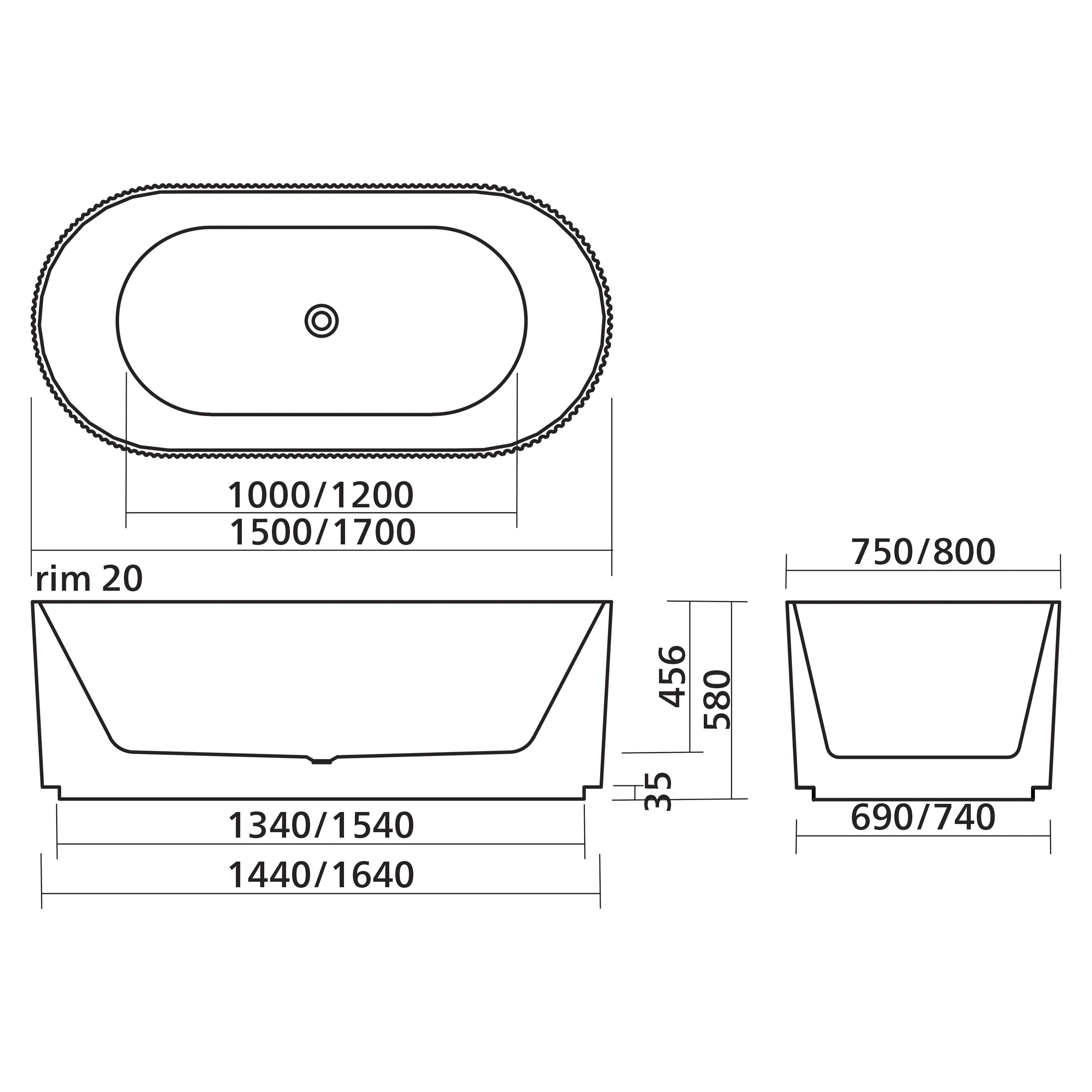 SEIMA CLEO 105 FREESTANDING BATHTUB WITH OVERFLOW MATTE WHITE (AVAILABLE IN 1500MM AND 1700MM)