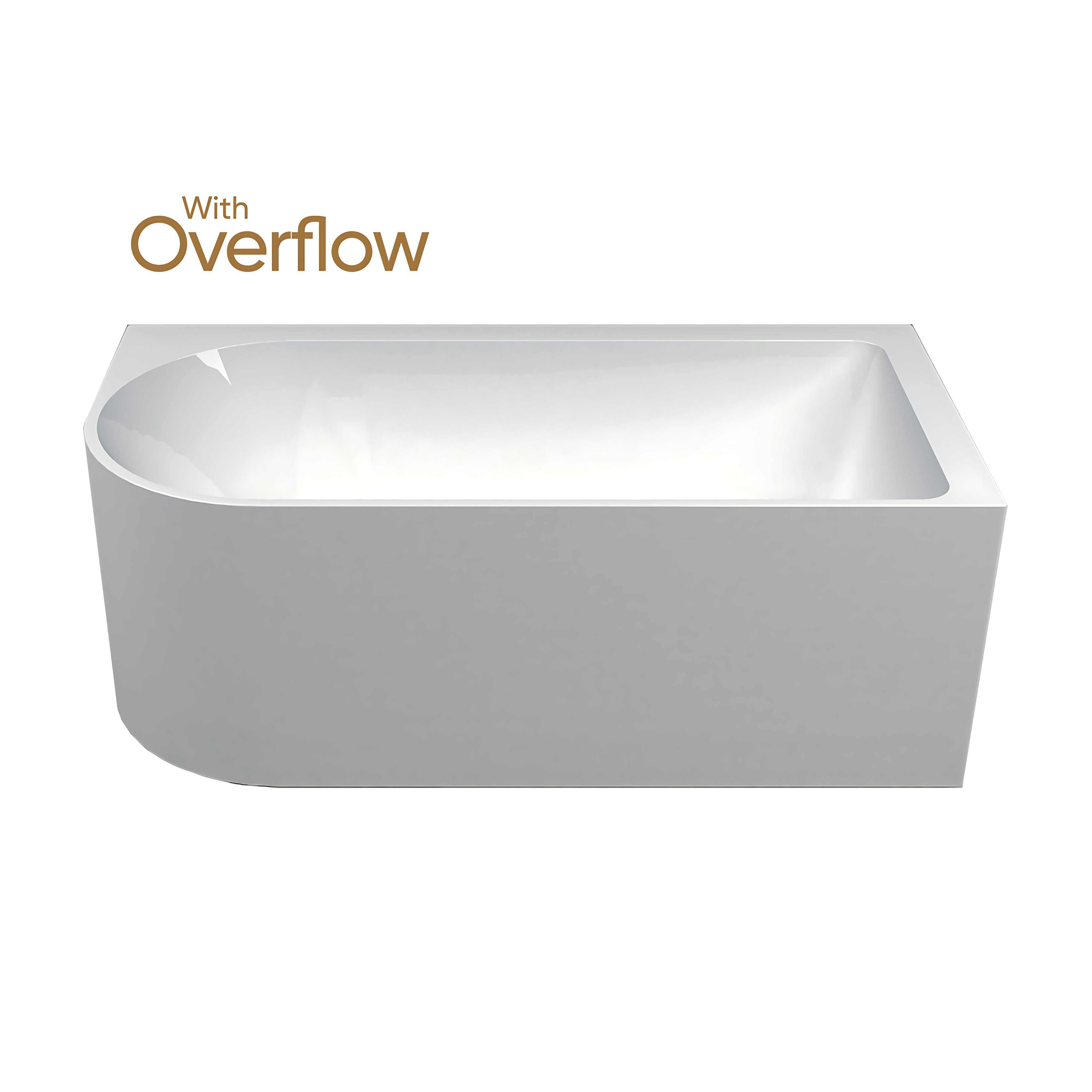 SEIMA PLATI 110 RIGHT CORNER BATHTUB WITH OVERFLOW GLOSS WHITE 1500MM