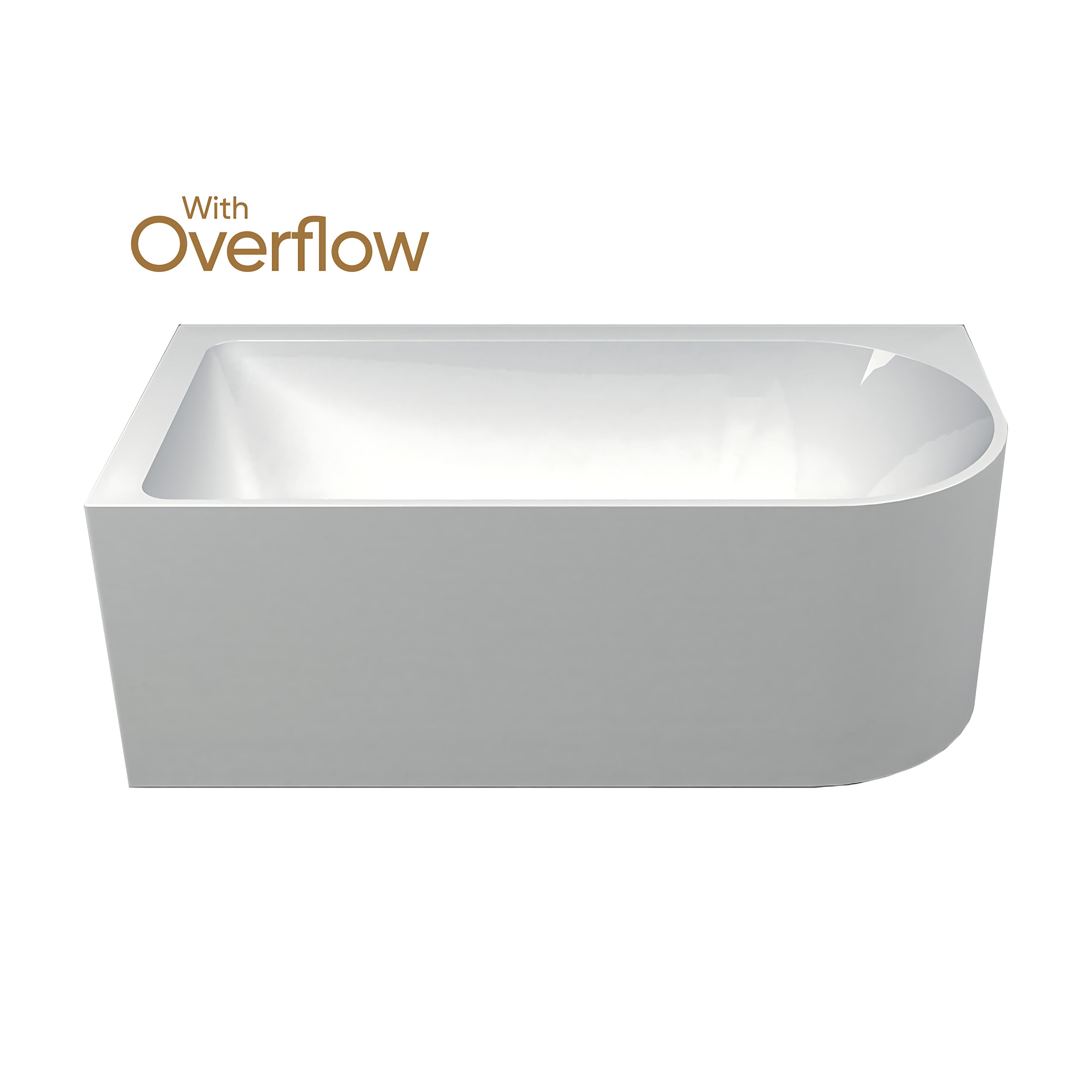 SEIMA PLATI 110 LEFT CORNER BATHTUB WITH OVERFLOW GLOSS WHITE 1500MM