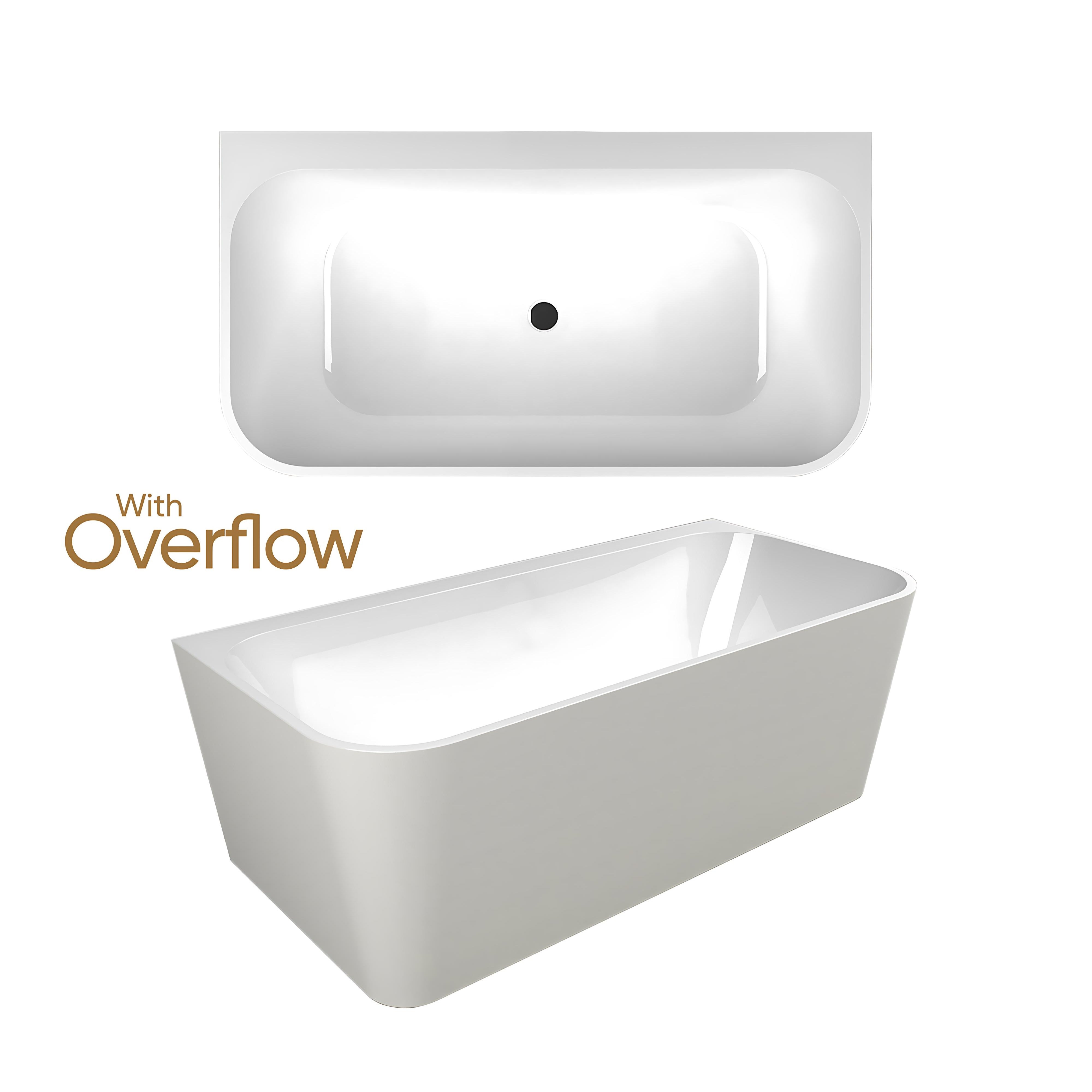 SEIMA PLATI 130 BACK-TO-WALL BATHTUB WITH OVERFLOW GLOSS WHITE (AVAILABLE IN 1500MM AND 1700MM)