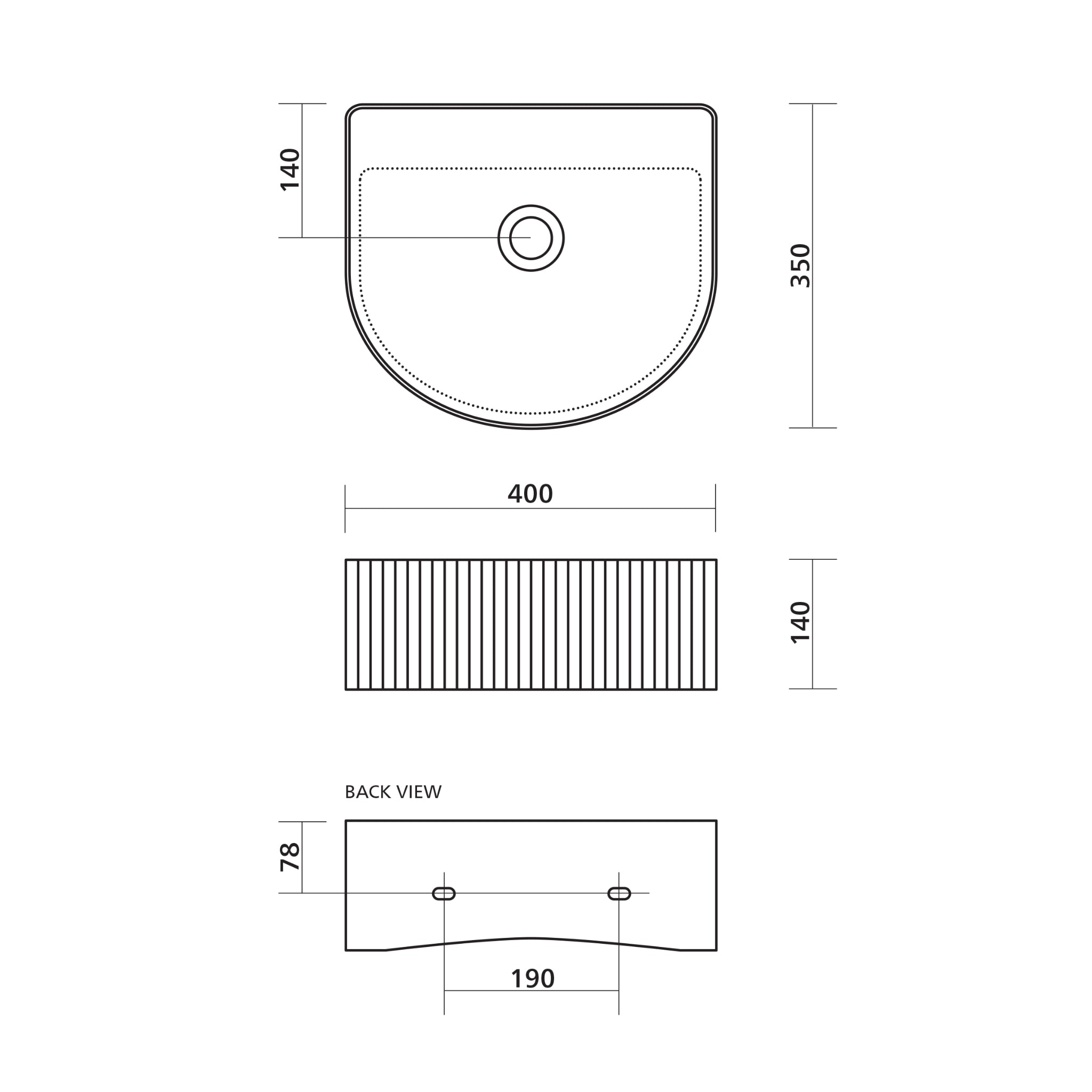 SEIMA CLEO 402 WALL HUNG BASIN GLOSS WHITE 400MM