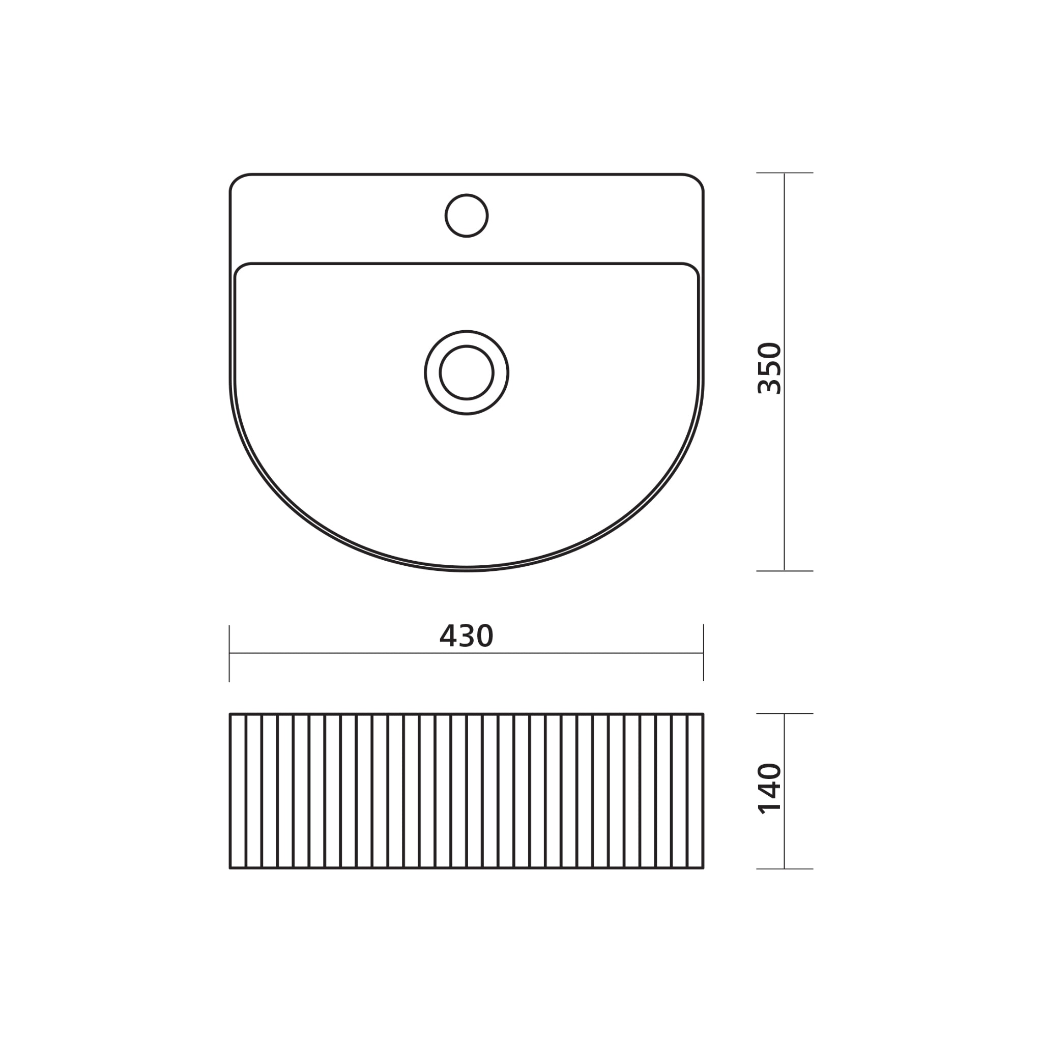 SEIMA CLEO 404 WALL HUNG BASIN GLOSS WHITE 430MM