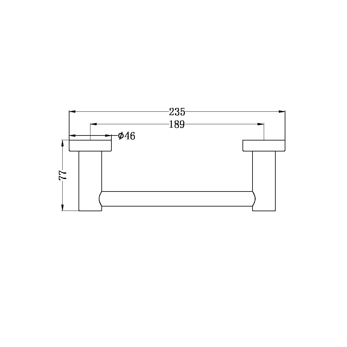 NERO MECCA NON-HEATED HAND TOWEL RAIL 230MM BRUSHED NICKEL