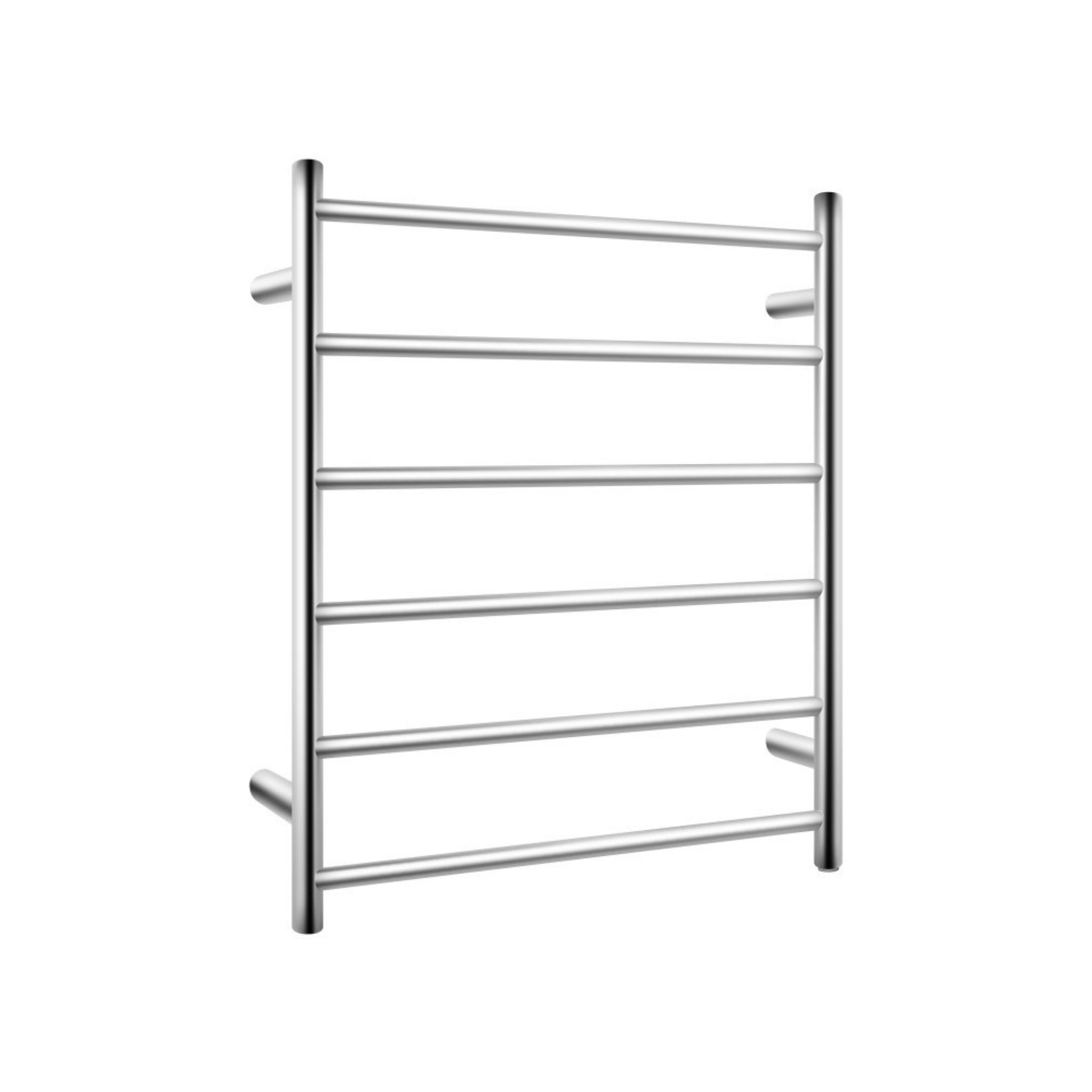 AQUAPERLA 6-BAR ROUND LADDER HEATED TOWEL RAIL 620MM CHROME