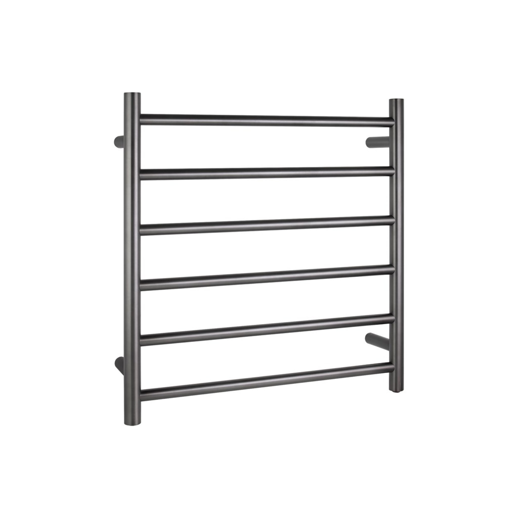 AQUAPERLA 6-BAR ROUND LADDER HEATED TOWEL RAIL 620MM BRUSHED GUN METAL