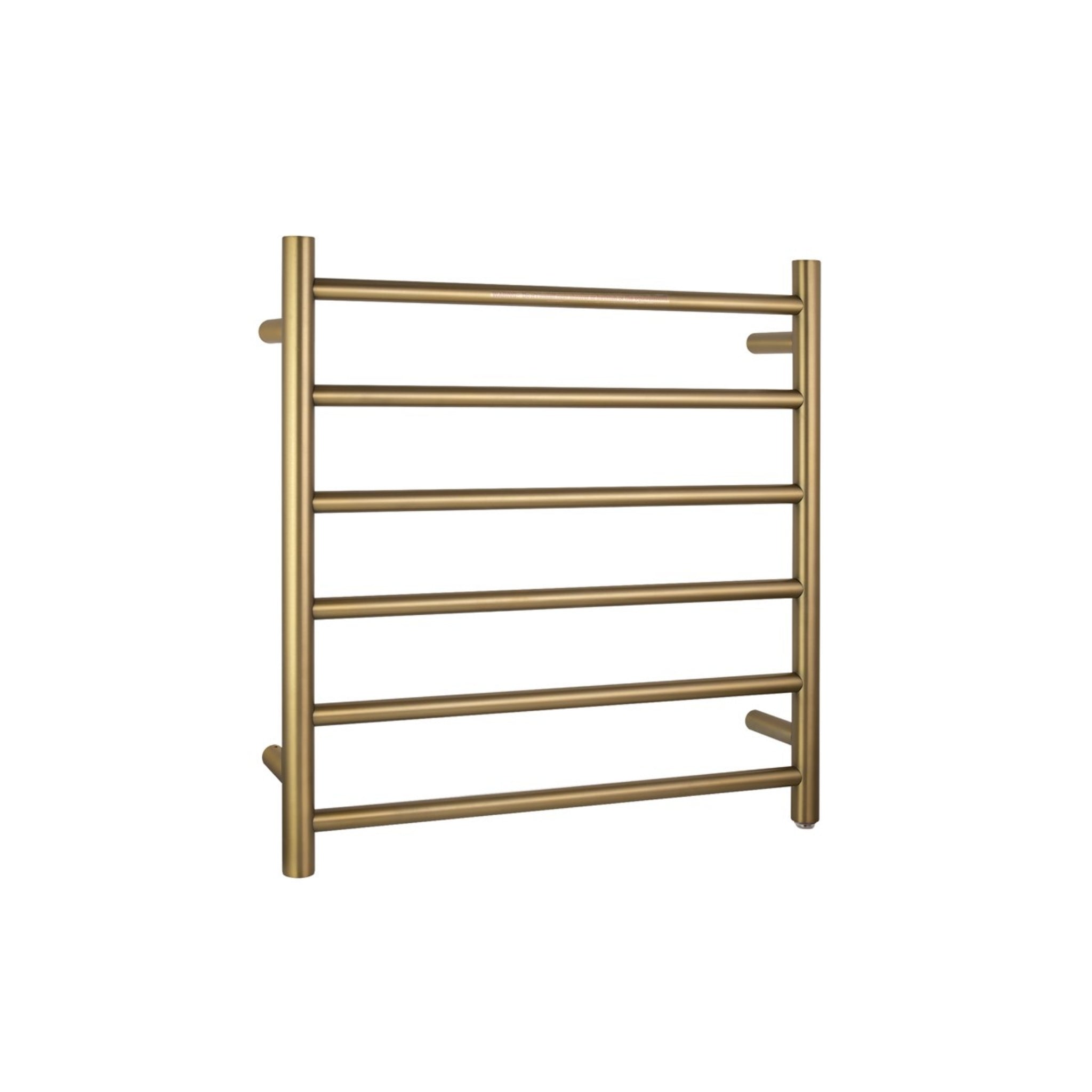 AQUAPERLA 6-BAR ROUND LADDER HEATED TOWEL RAIL 620MM BRUSHED BRASS