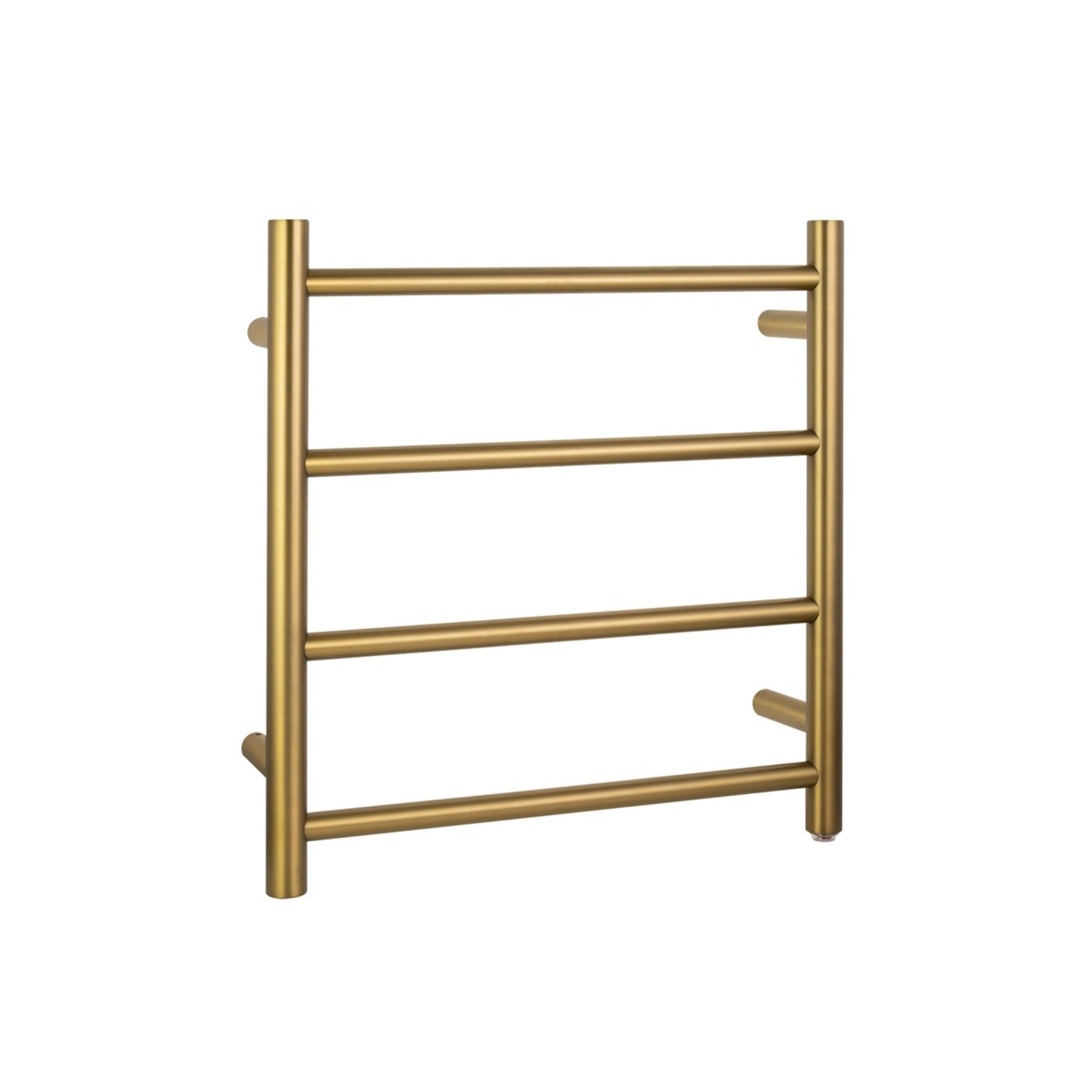 AQUAPERLA 4-BAR ROUND LADDER HEATED TOWEL RAIL BRUSHED BRASS 520MM