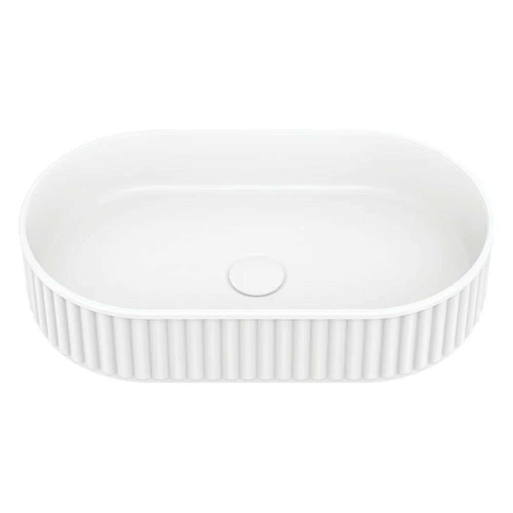 FIENZA MINKA PILL SOLID SURFACE ABOVE COUNTER BASIN MATTE WHITE 550MM