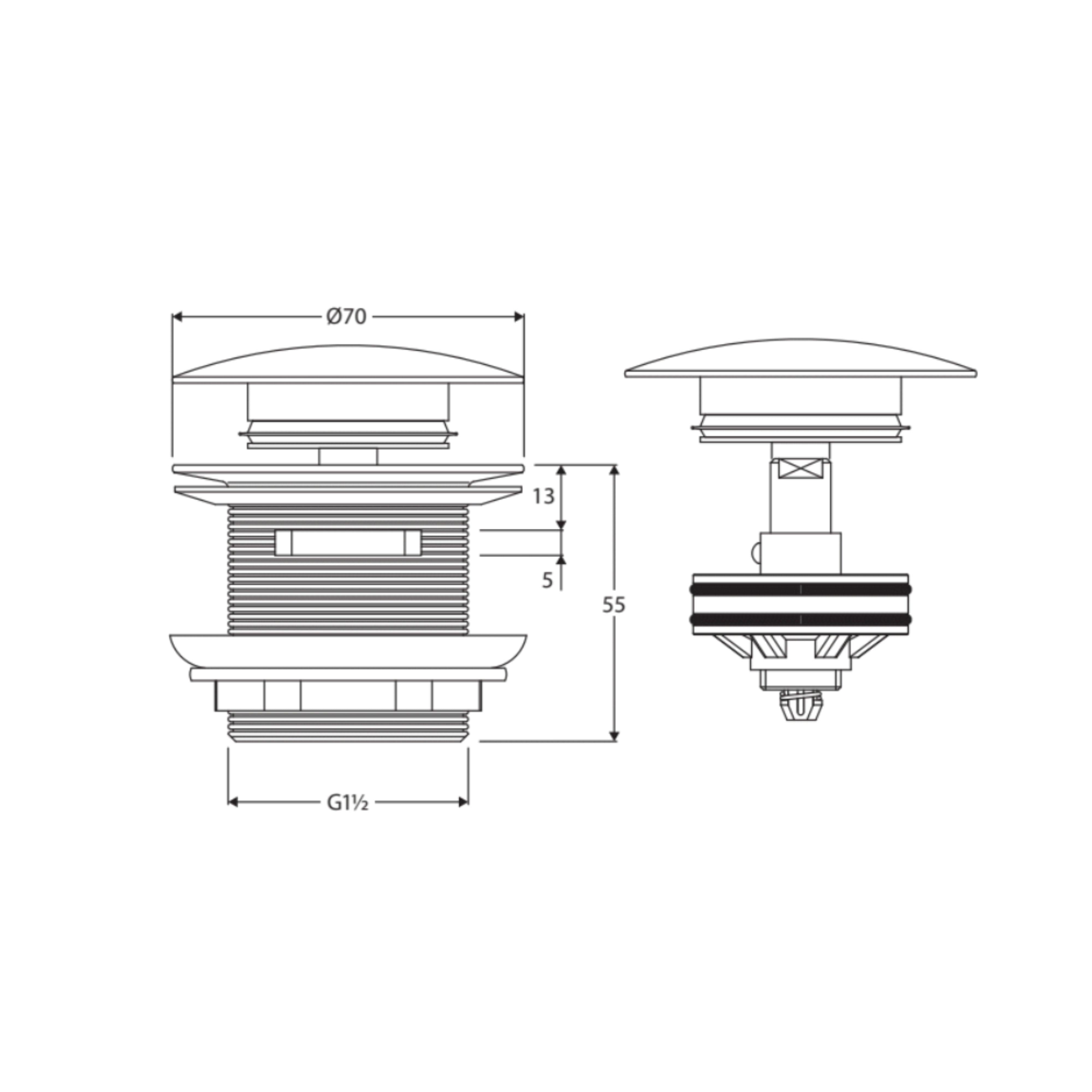 FIENZA UNIVERSAL PULL-OUT/POP-UP OVERFLOW BATHTUB WASTE 40MM CHROME