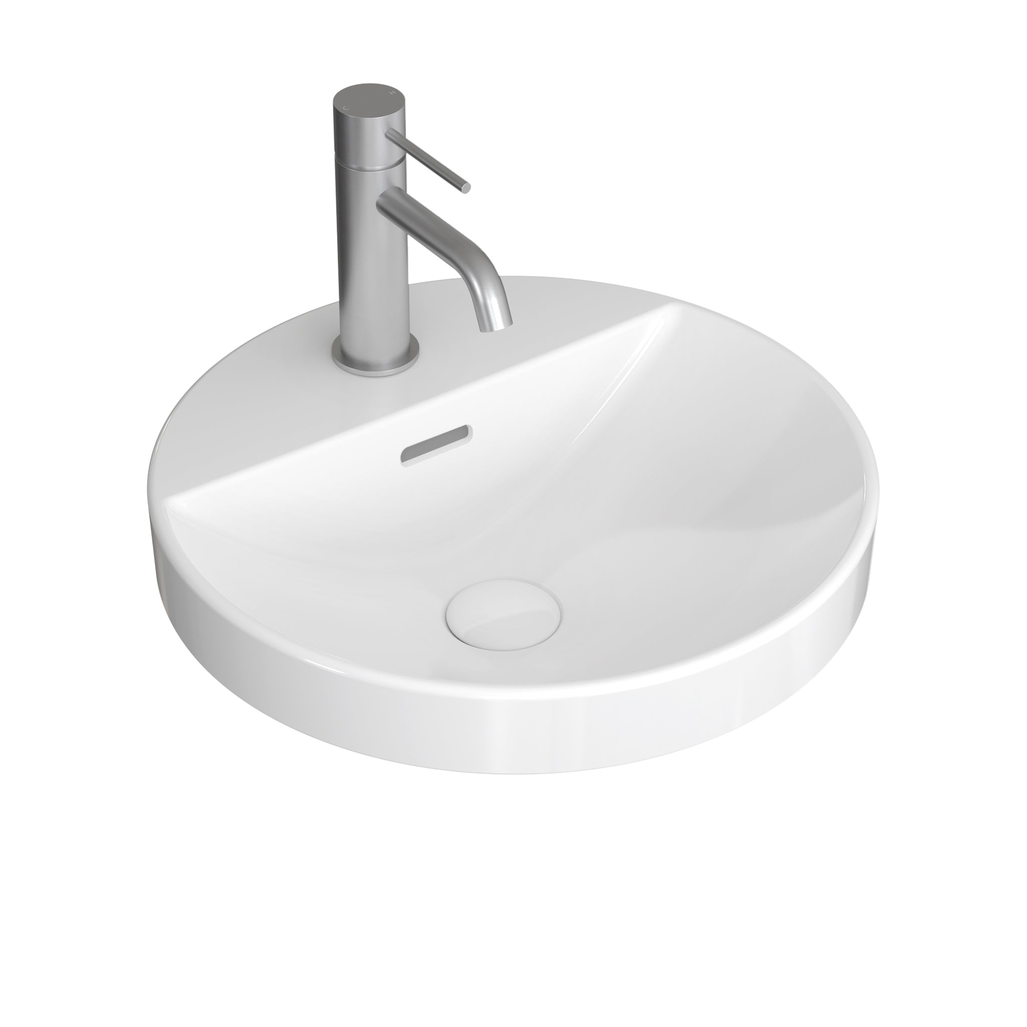 SEIMA SYROS 400 SEMI-INSET BASIN WITH OVERFLOW GLOSS WHITE 400MM