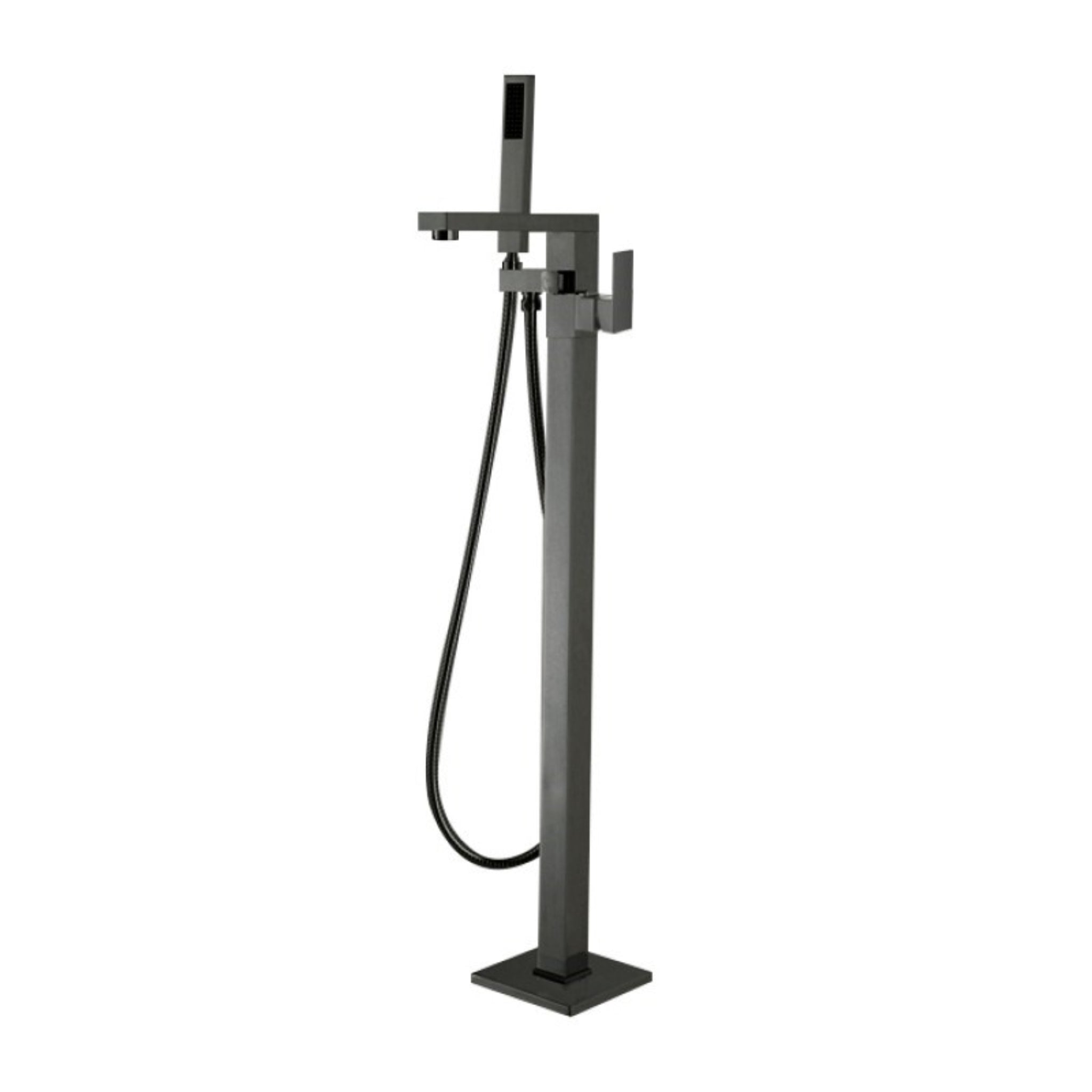 AQUAPERLA FREESTANDING TAP WITH HAND HELD SHOWER 1055MM GUN METAL GREY