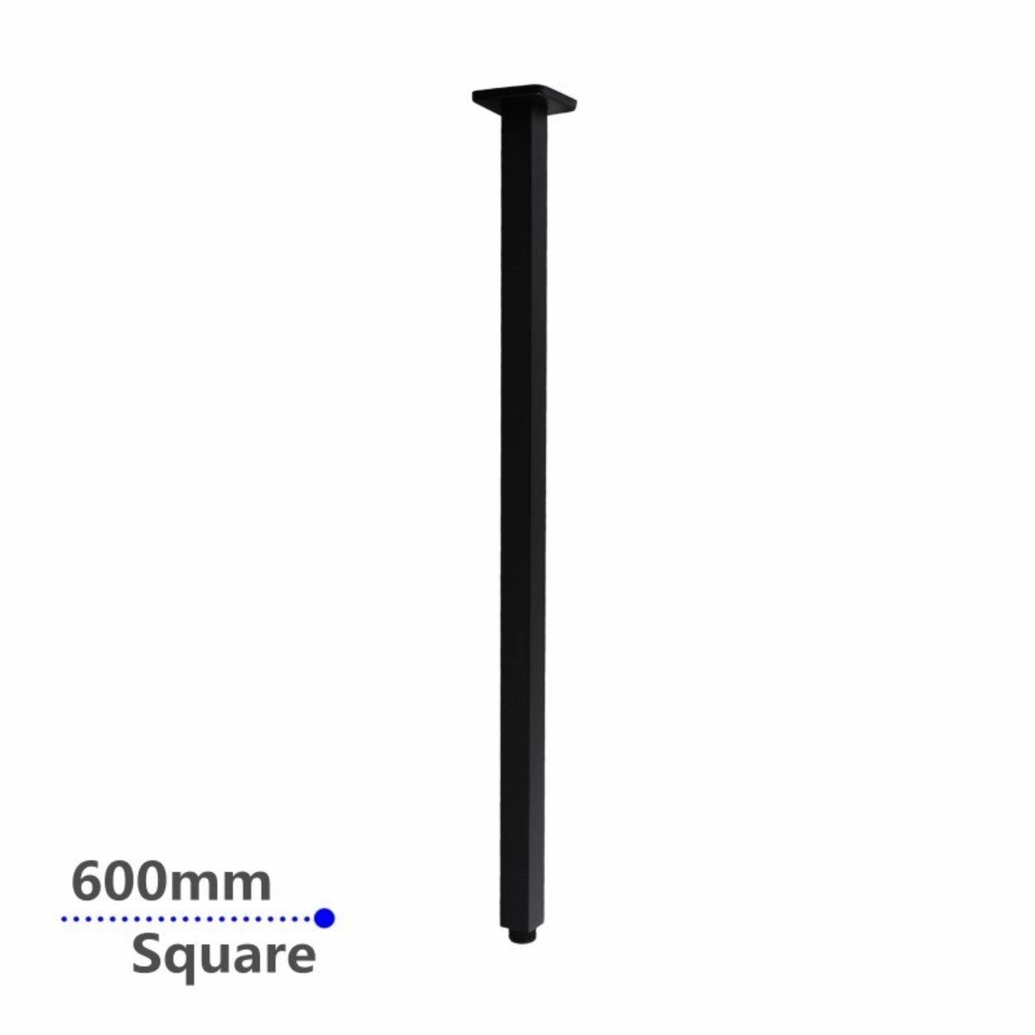 AQUAPERLA SQUARE CEILING SHOWER ARM 600MM BLACK