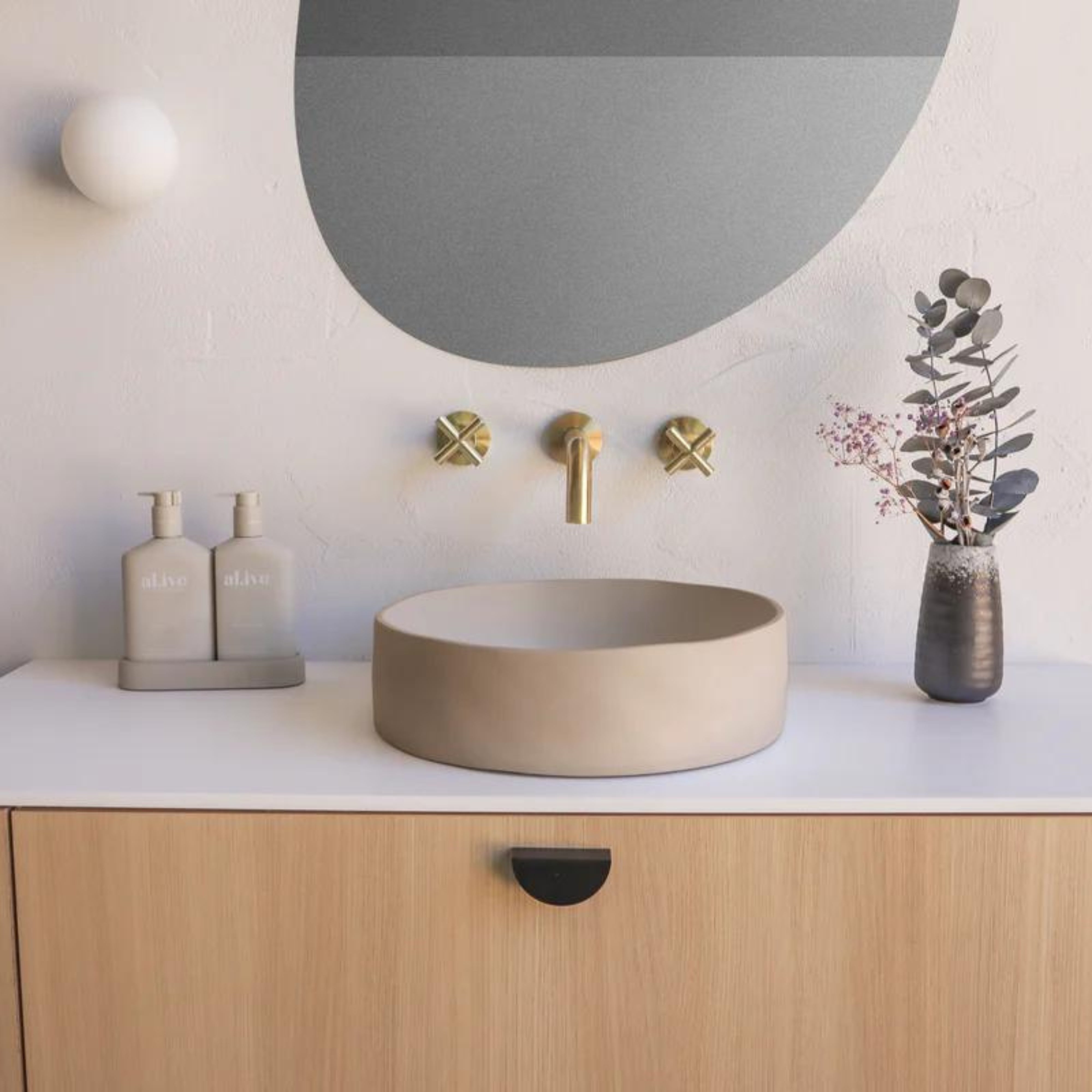 NOOD CO CONSCIOUS RANGE SLIP ABOVE COUNTER / WALL HUNG BASIN MUSHROOM 380MM