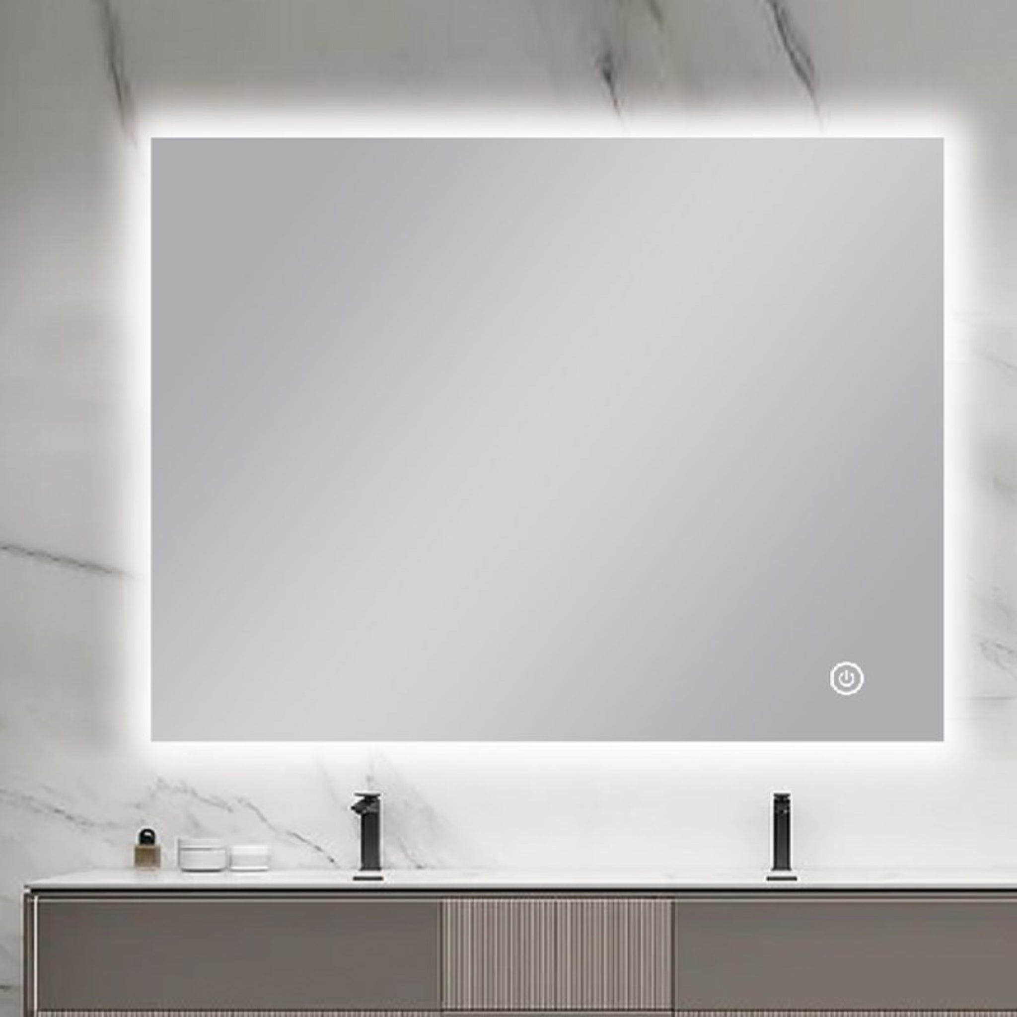 AQUAPERLA RECTANGULAR FRAMELESS 3 COLOUR BACK-LIT LED MIRROR SILVER 900X750MM