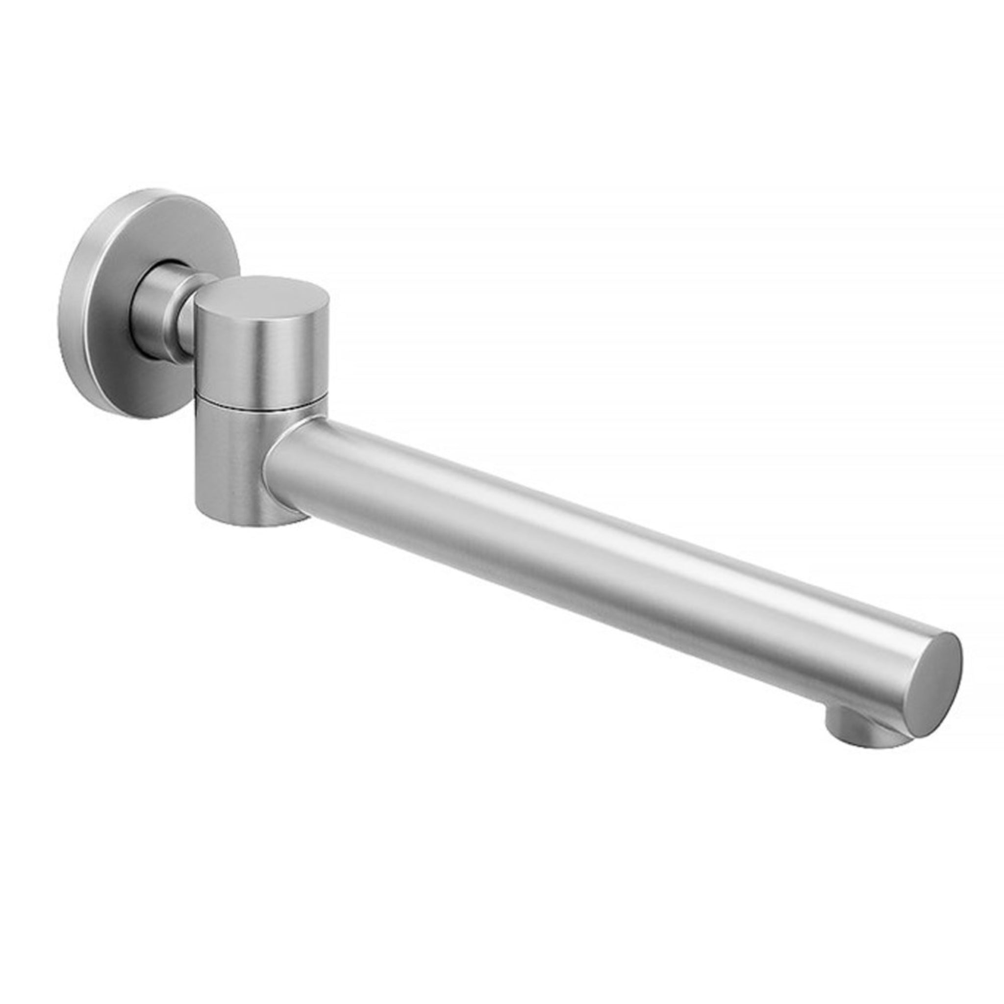 AQUAPERLA SWIVEL WALL BATH SPOUT 247MM BRUSHED NICKEL