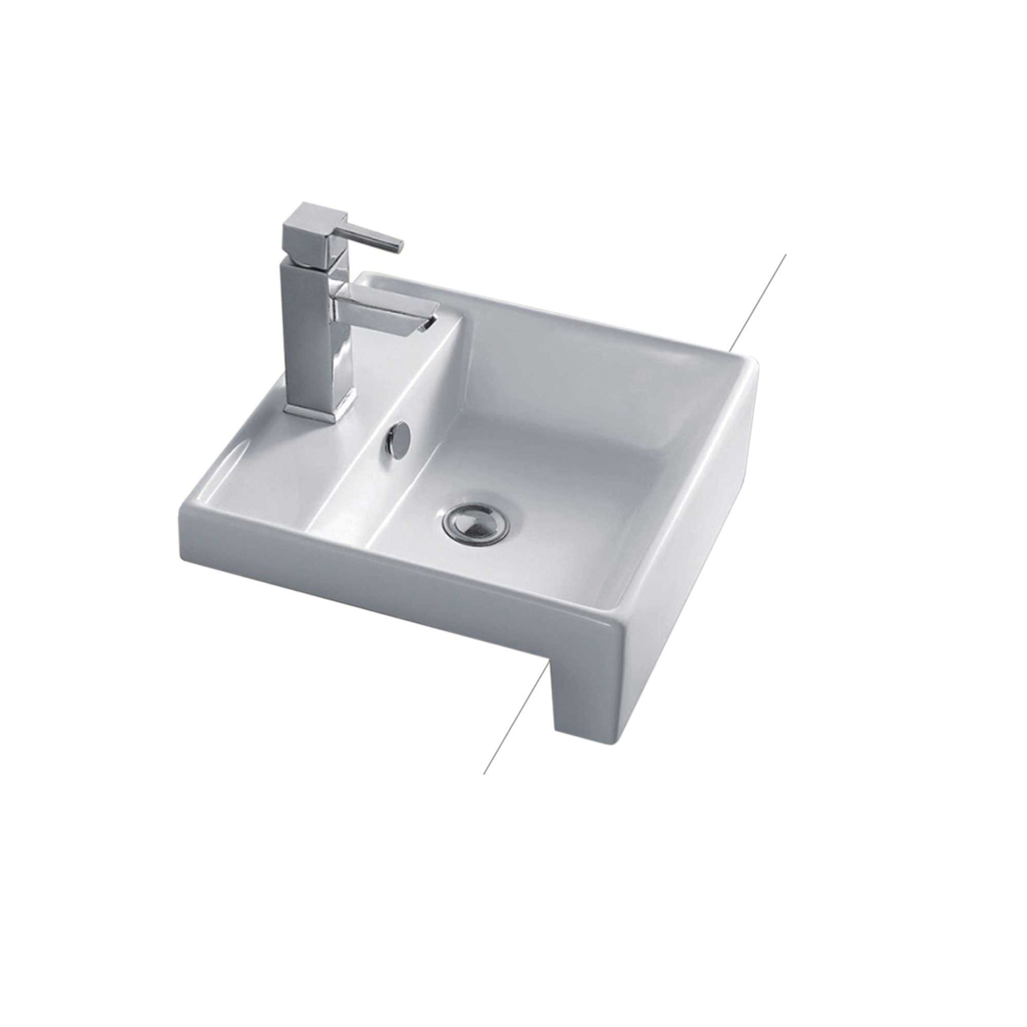 SEIMA KYRA 215 SEMI-RECESSED BASIN WITH TAPHOLE & OVERFLOW GLOSS WHITE 405MM