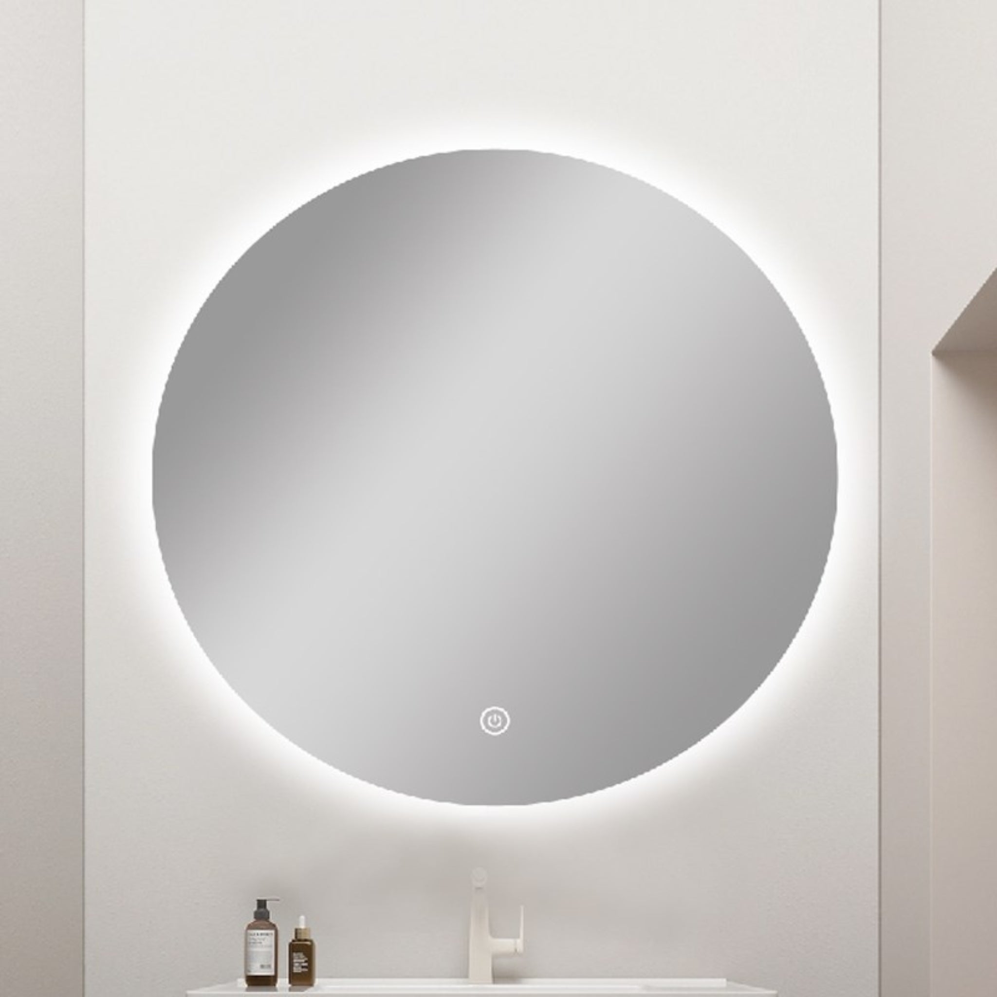 AQUAPERLA ROUND FRAMELESS BACK-LIT LED MIRROR SILVER 600MM