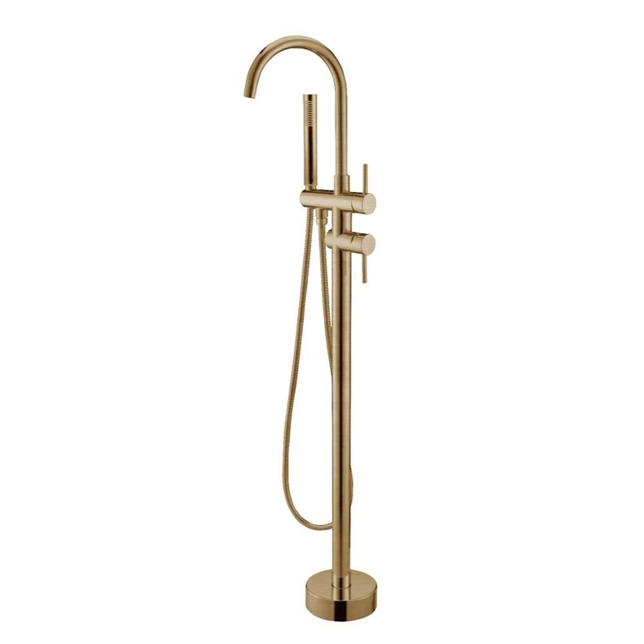 AQUAPERLA FREESTANDING TAP WITH HAND HELD SHOWER 1080MM BRUSHED BRASS